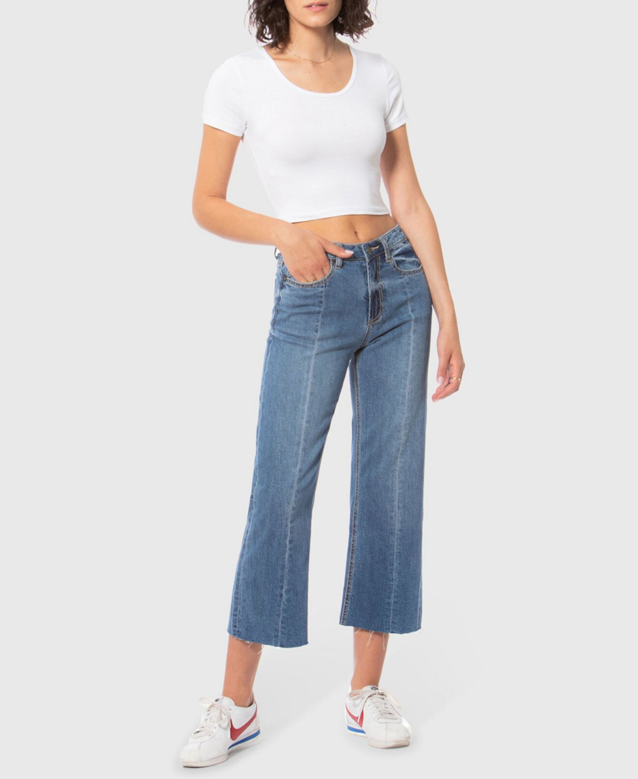 Укороченная джинсовая ткань с широкими штанинами и высокой посадкой Lola Jeans