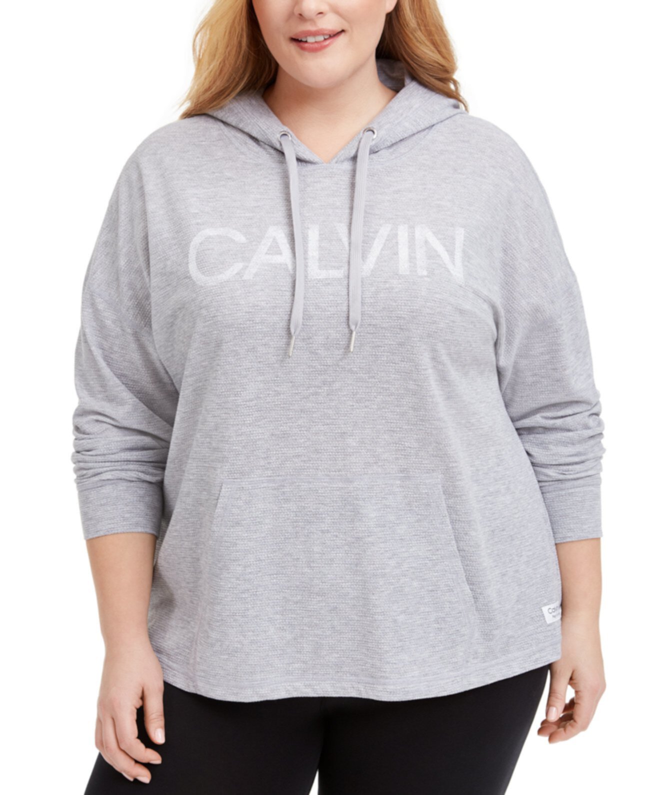 Худи большого размера с вафельным логотипом Calvin Klein