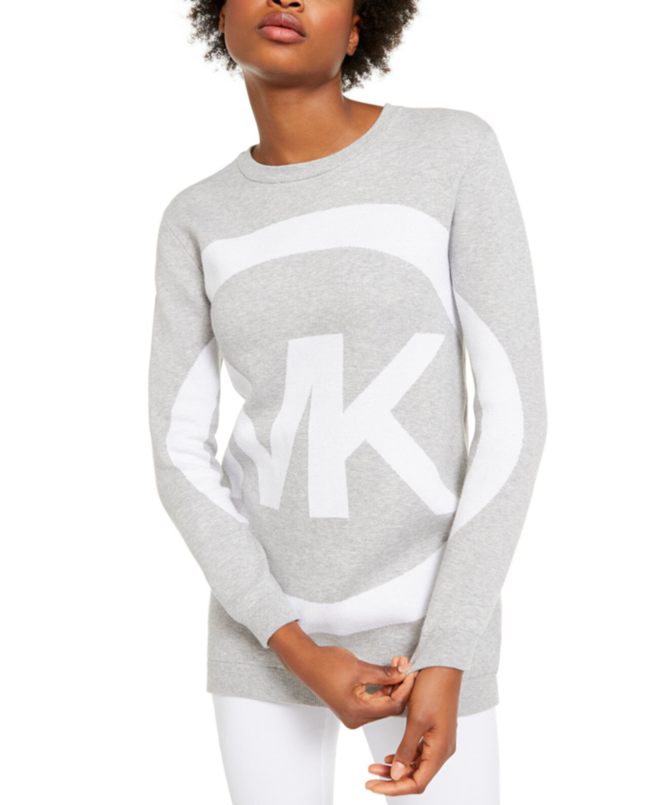 Хлопковый свитер с кружевным логотипом Michael Kors