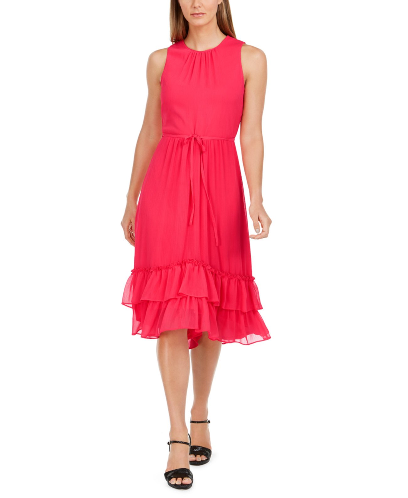 Безрукавное шифоновое платье-миди без рукавов Calvin Klein