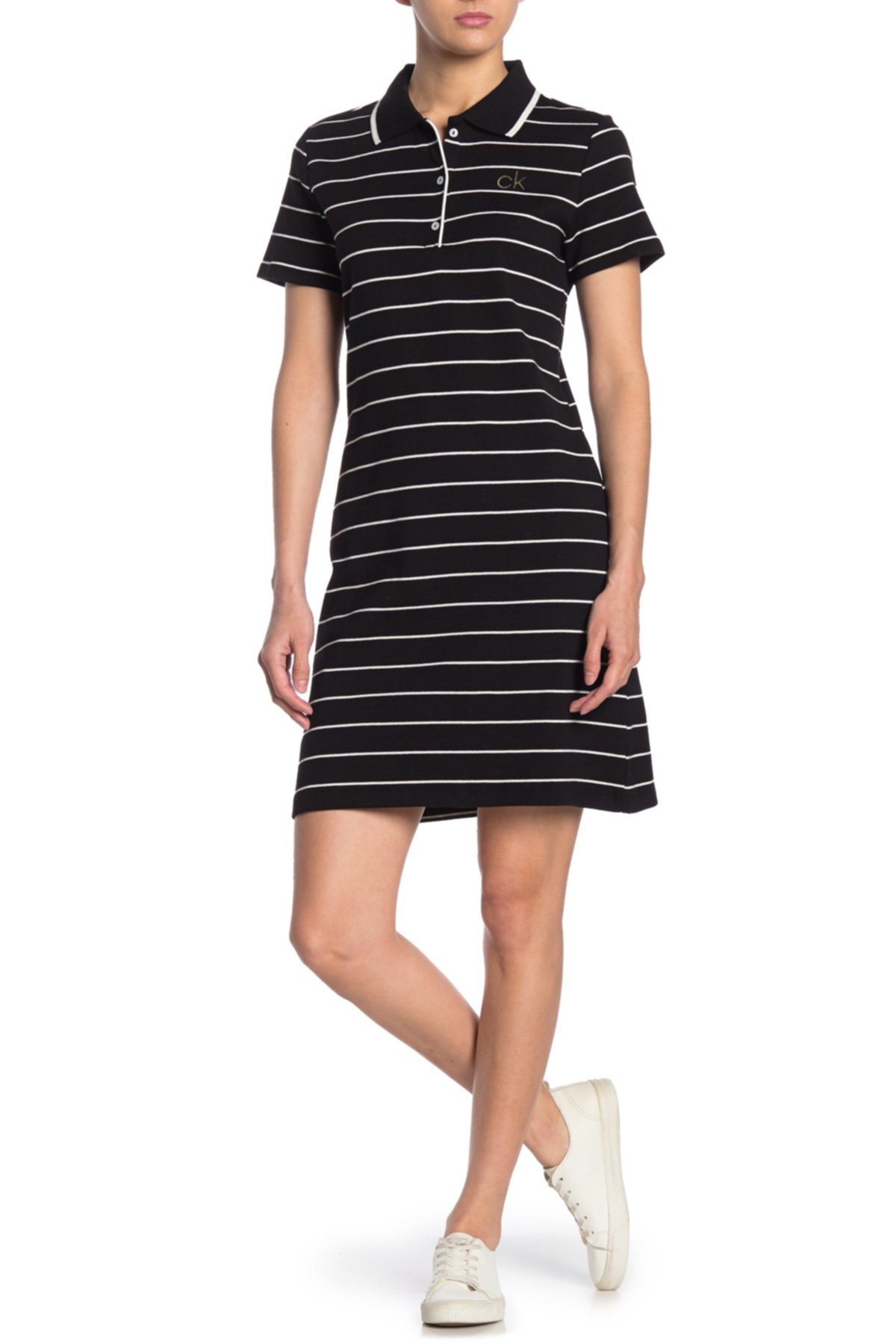 Платье в полоску с короткими рукавами Calvin Klein