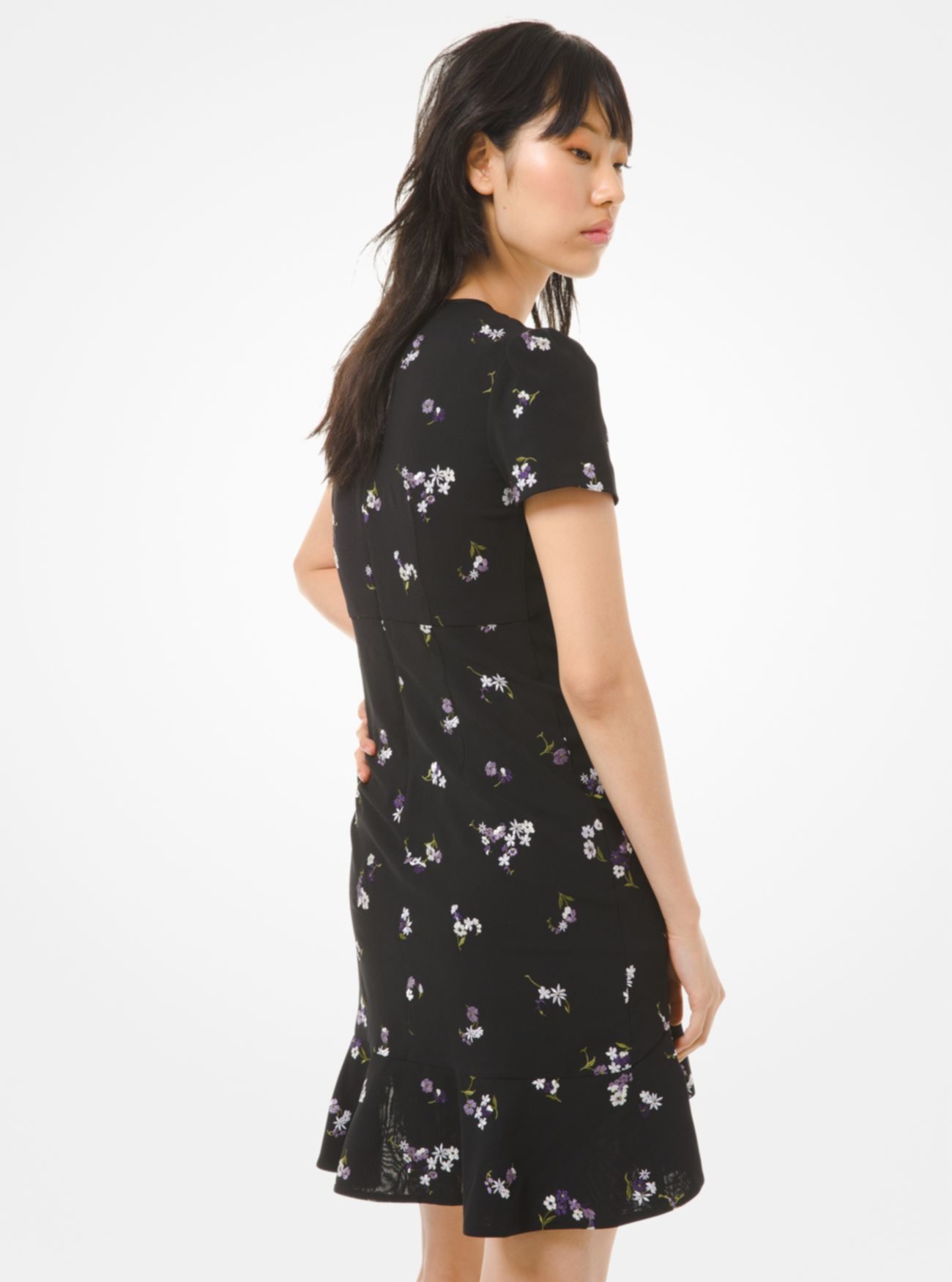 Платье с воланами и вышивкой в цветочек Michael Kors