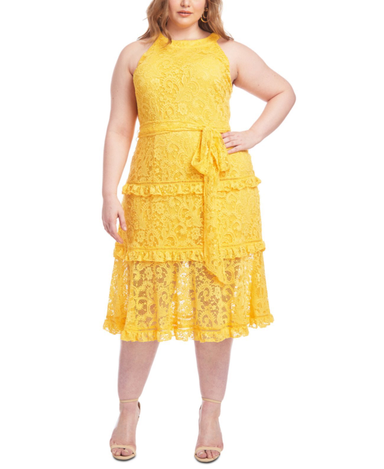 Модное кружевное платье миди большого размера RACHEL Rachel Roy