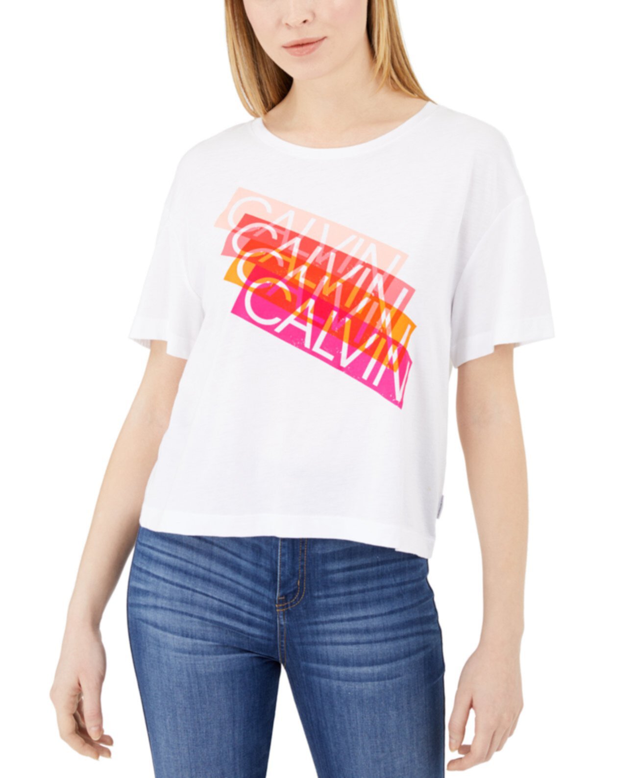 Многоцветная футболка с логотипом Calvin Klein