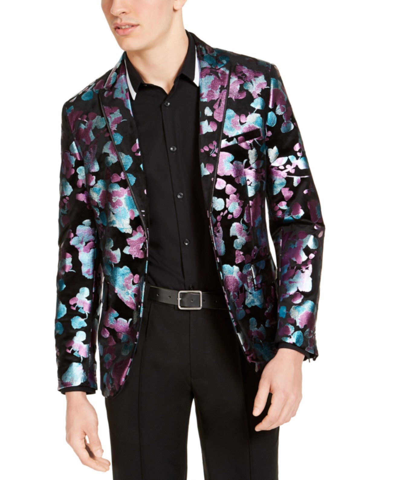 INC Мужская облегающая пиджак с цветочным рисунком из фольги, созданный для Macy's INC International Concepts