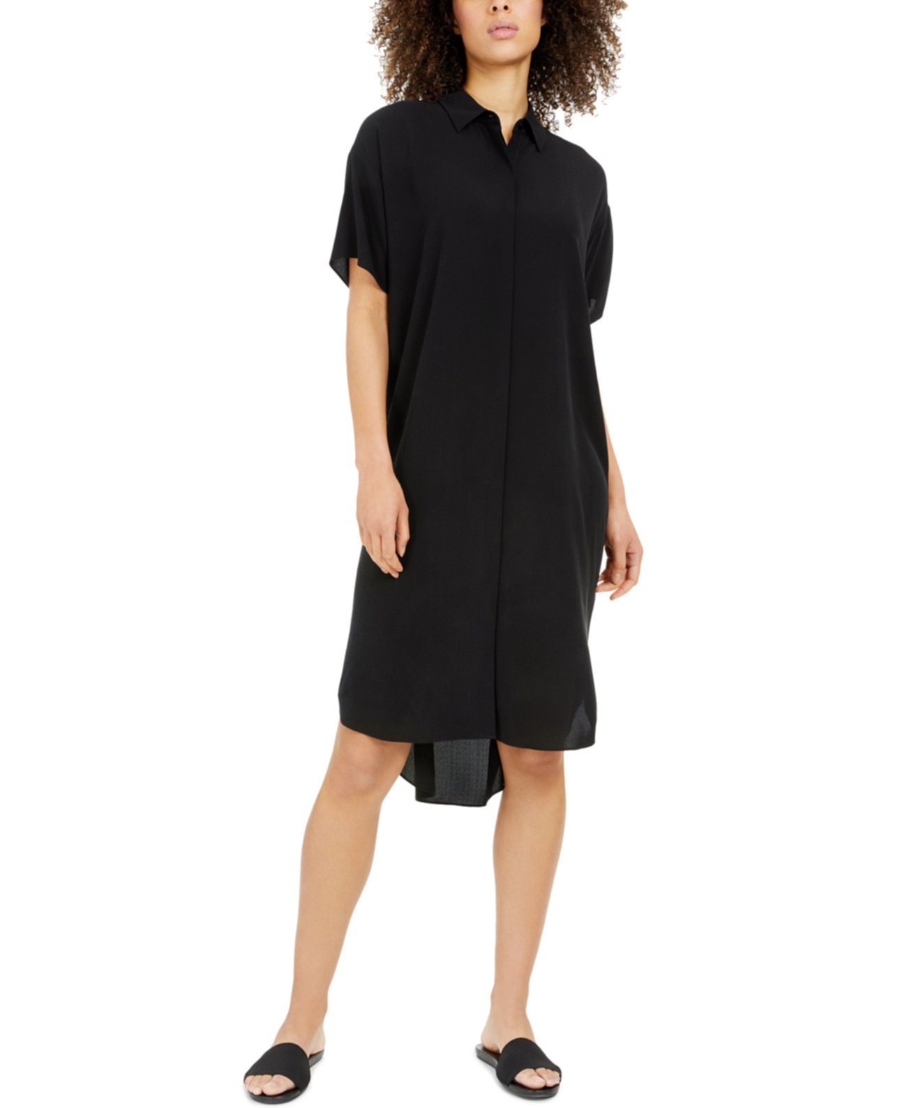 Шелковое платье с коротким рукавом, обычное и миниатюрное Eileen Fisher