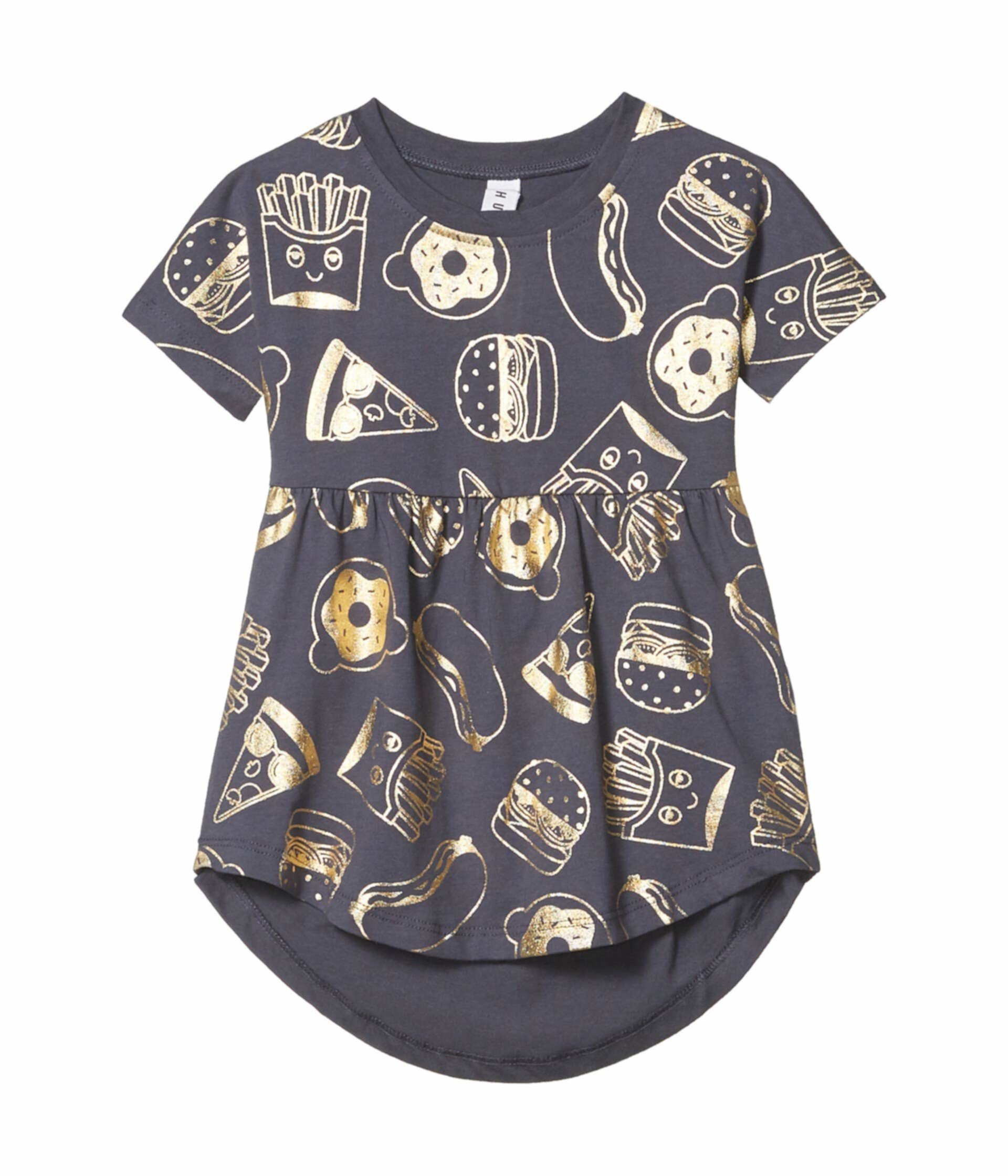 Gold Food Swirl Dress (младенец / малыш) HUXBABY