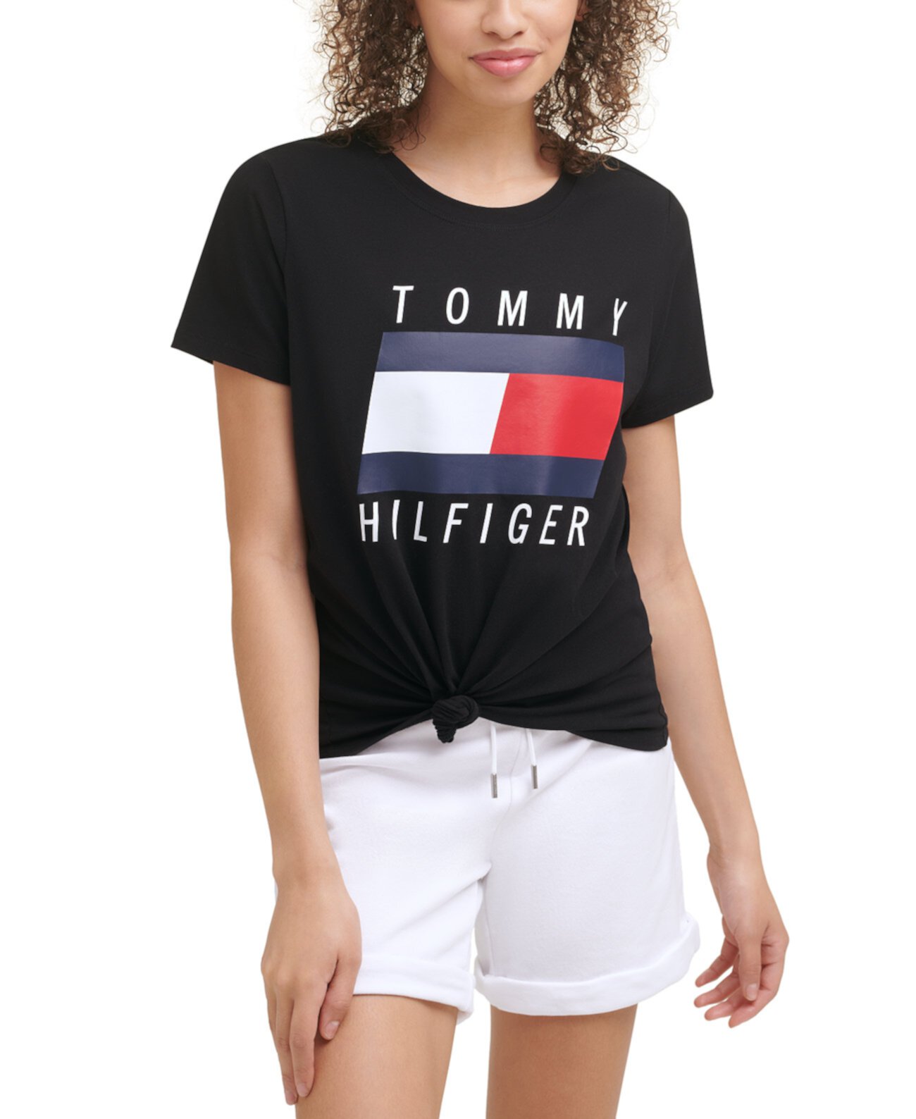 Футболка с завязками спереди и логотипом Tommy Hilfiger