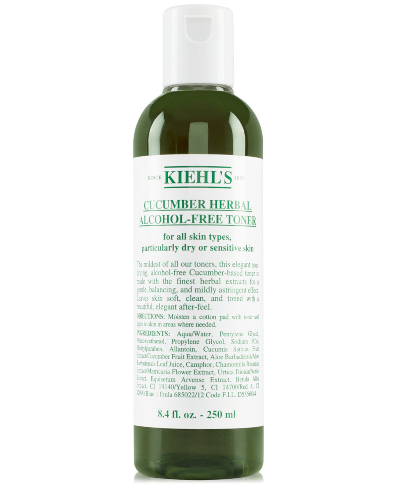 Cucumber Herbal Безалкогольный тонер, 8,4 унции. Kiehl's Since 1851