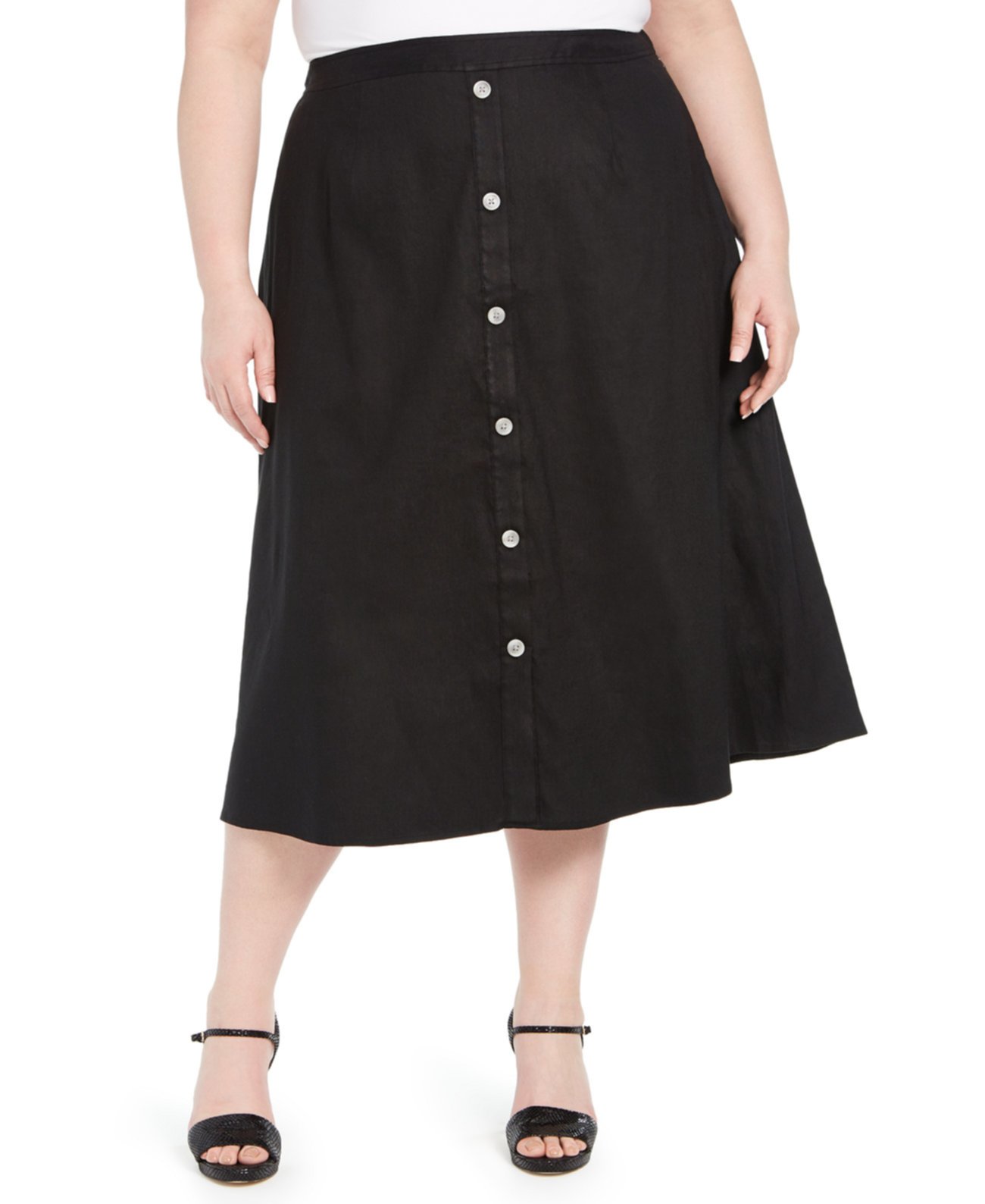 Льняная миди-юбка большого размера на пуговицах Calvin Klein