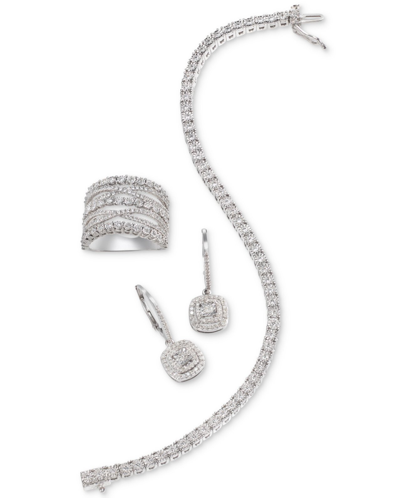 Бриллиантовый теннисный браслет (1 карат) из стерлингового серебра, серебра с покрытием из золота 585 пробы или серебра с покрытием из розового золота 585 пробы Macy's