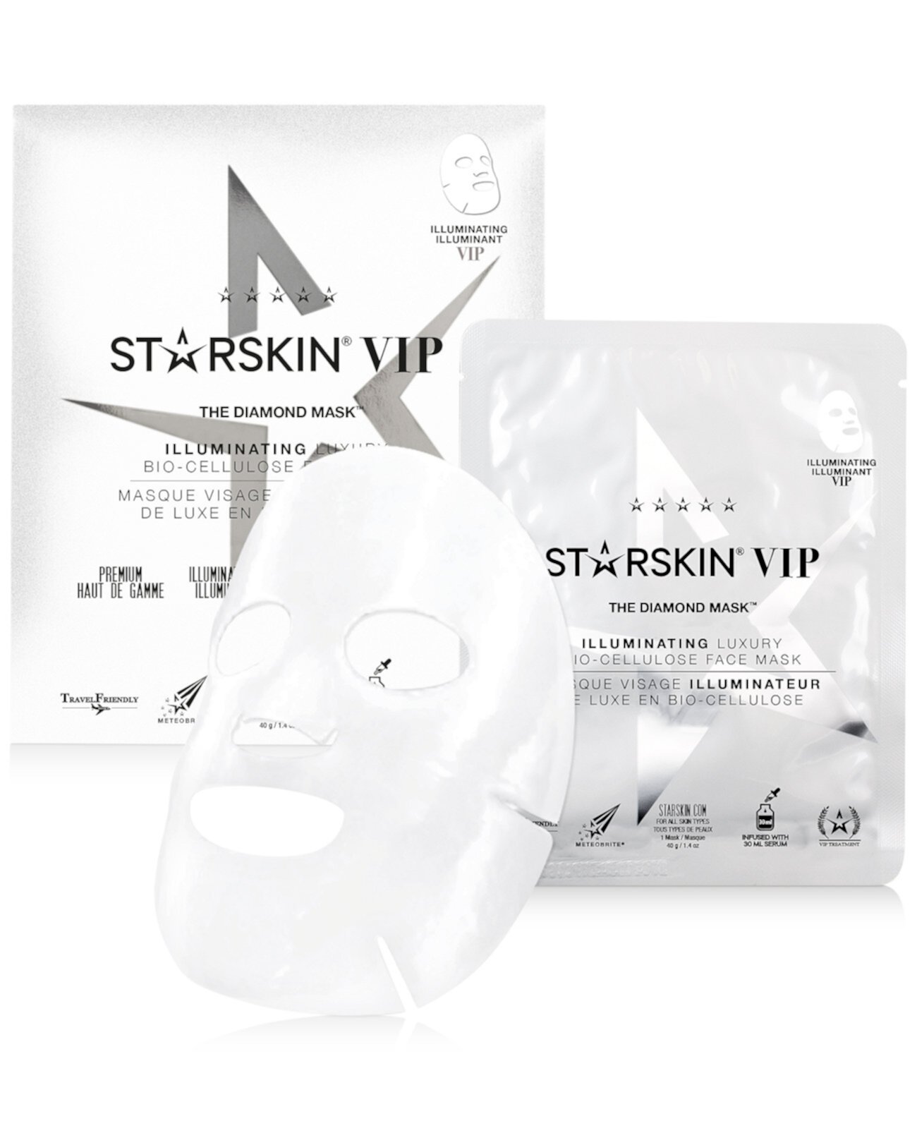 Маска с бриллиантом Осветляющая роскошная биоцеллюлозная маска для лица STARSKIN