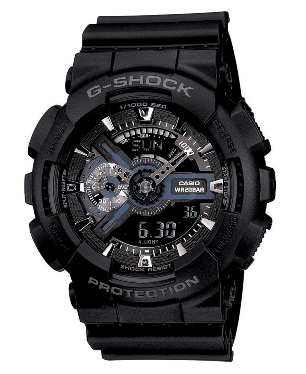Мужские аналоговые цифровые часы с черным полимерным ремешком, 55 мм GA110-1B G-Shock
