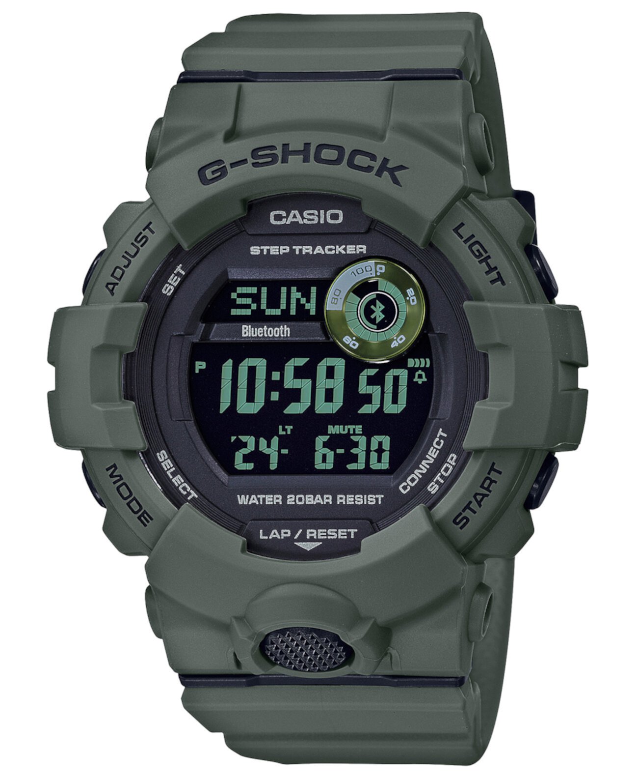 Мужские цифровые часы с оливково-зеленым полимерным ремешком 48,6 мм G-Shock