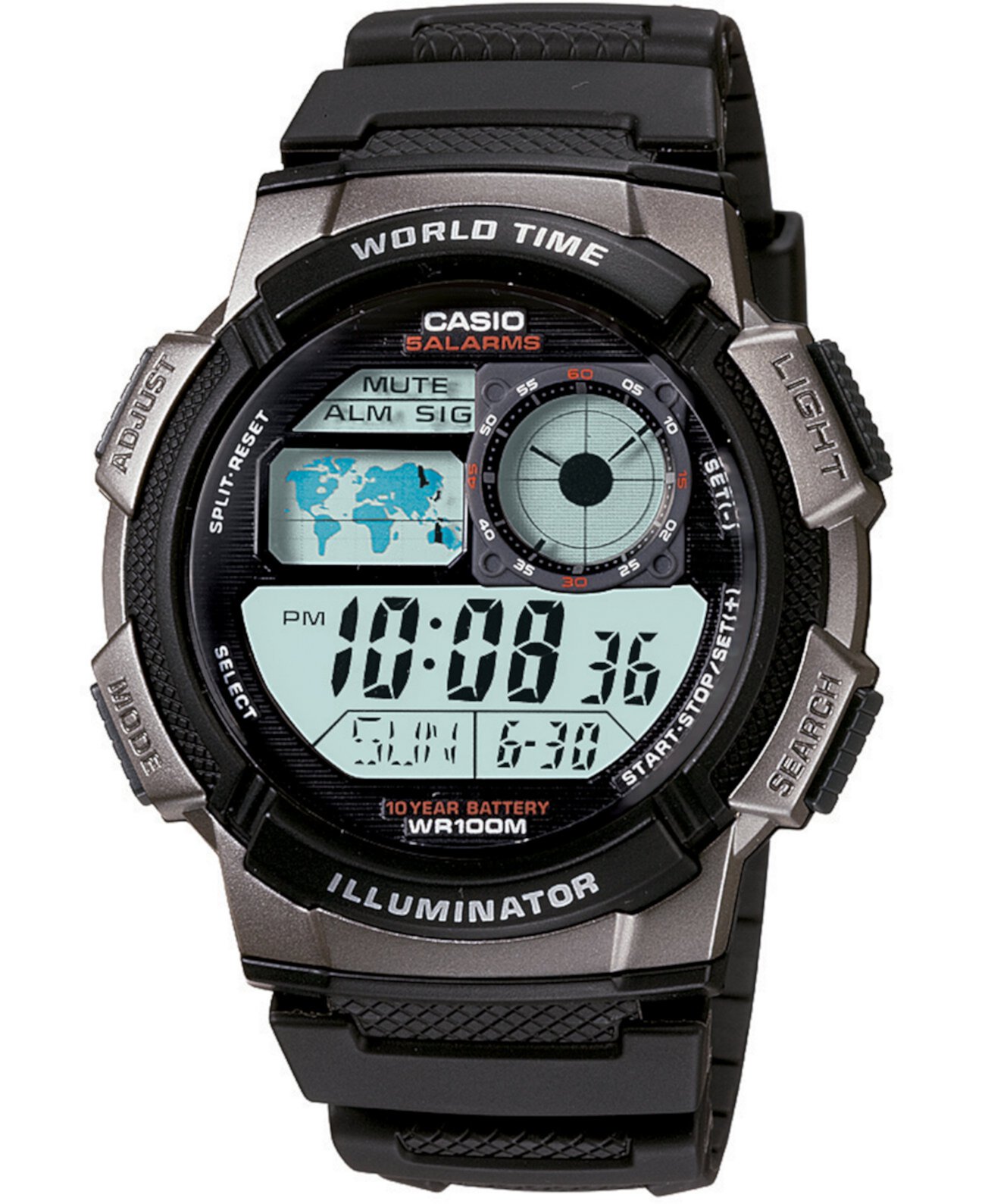 Мужские цифровые черные часы с ремешком из смолы 43,7 мм Casio