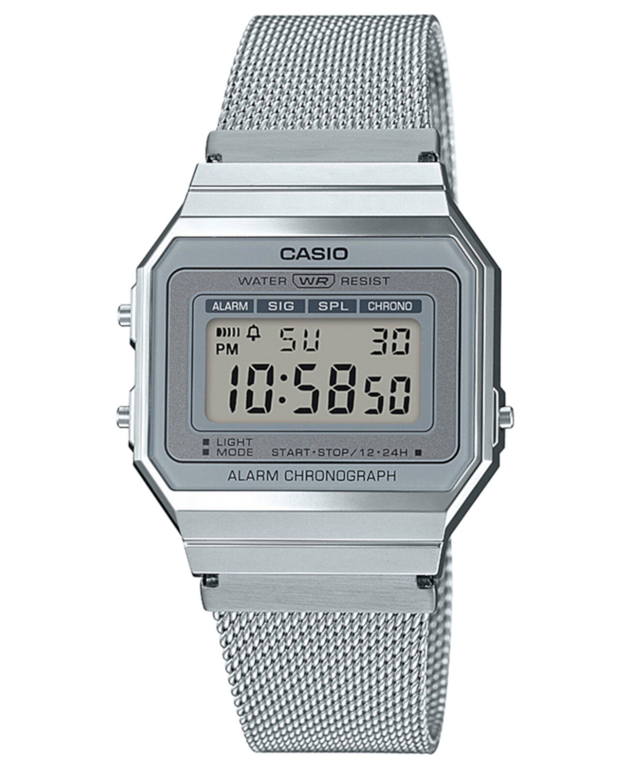 Мужские цифровые часы-браслет из нержавеющей стали 35,5 мм Casio