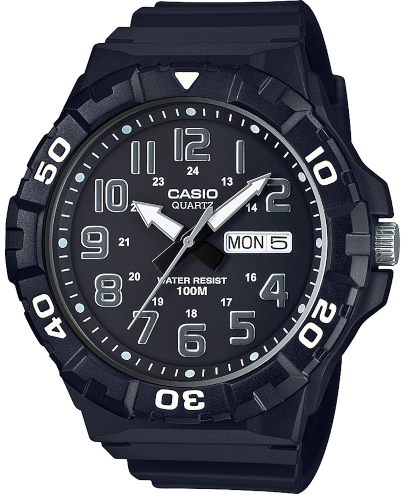 Мужские черные часы с ремешком из смолы 50мм Casio