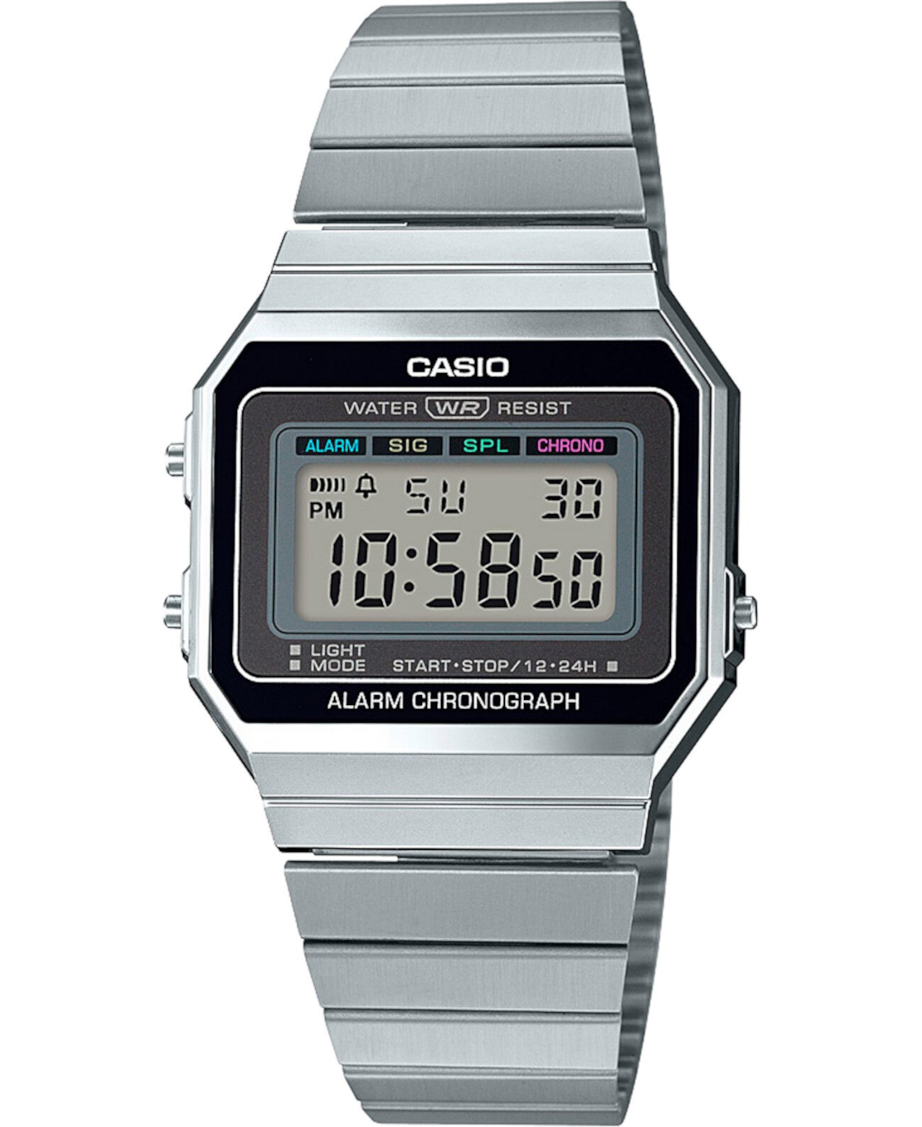 Цифровые часы унисекс с браслетом из нержавеющей стали, 35,5 мм Casio