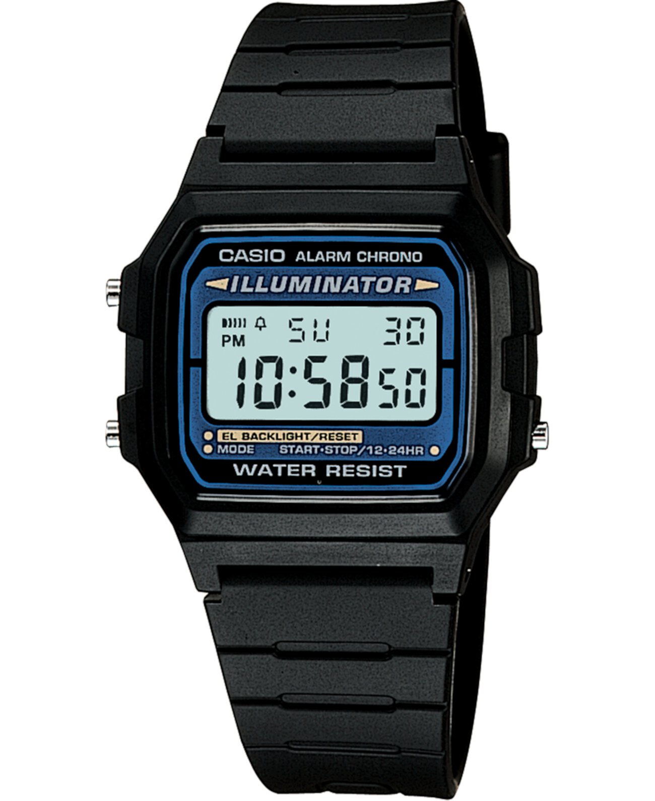 Цифровые часы унисекс с черным полимерным ремешком, 35 мм Casio