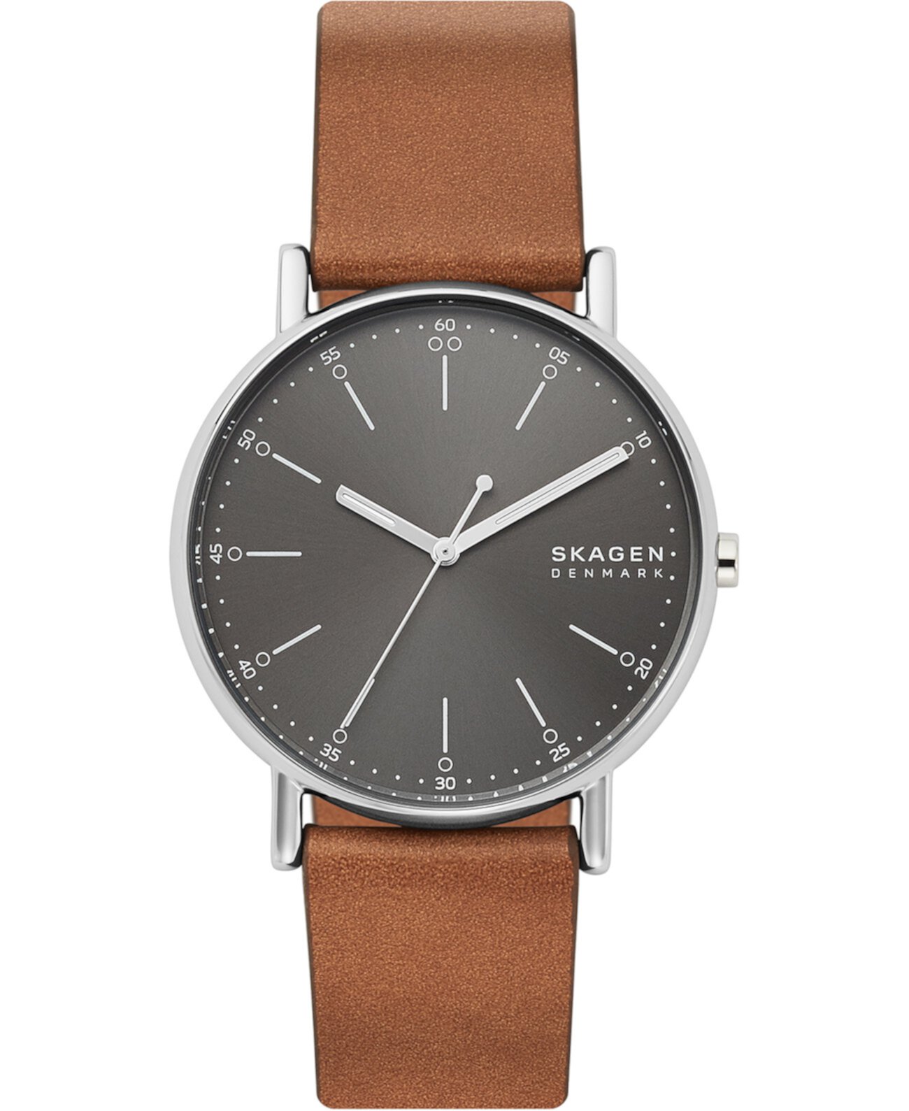 Мужские часы Signatur с коричневым кожаным ремешком 40мм Skagen