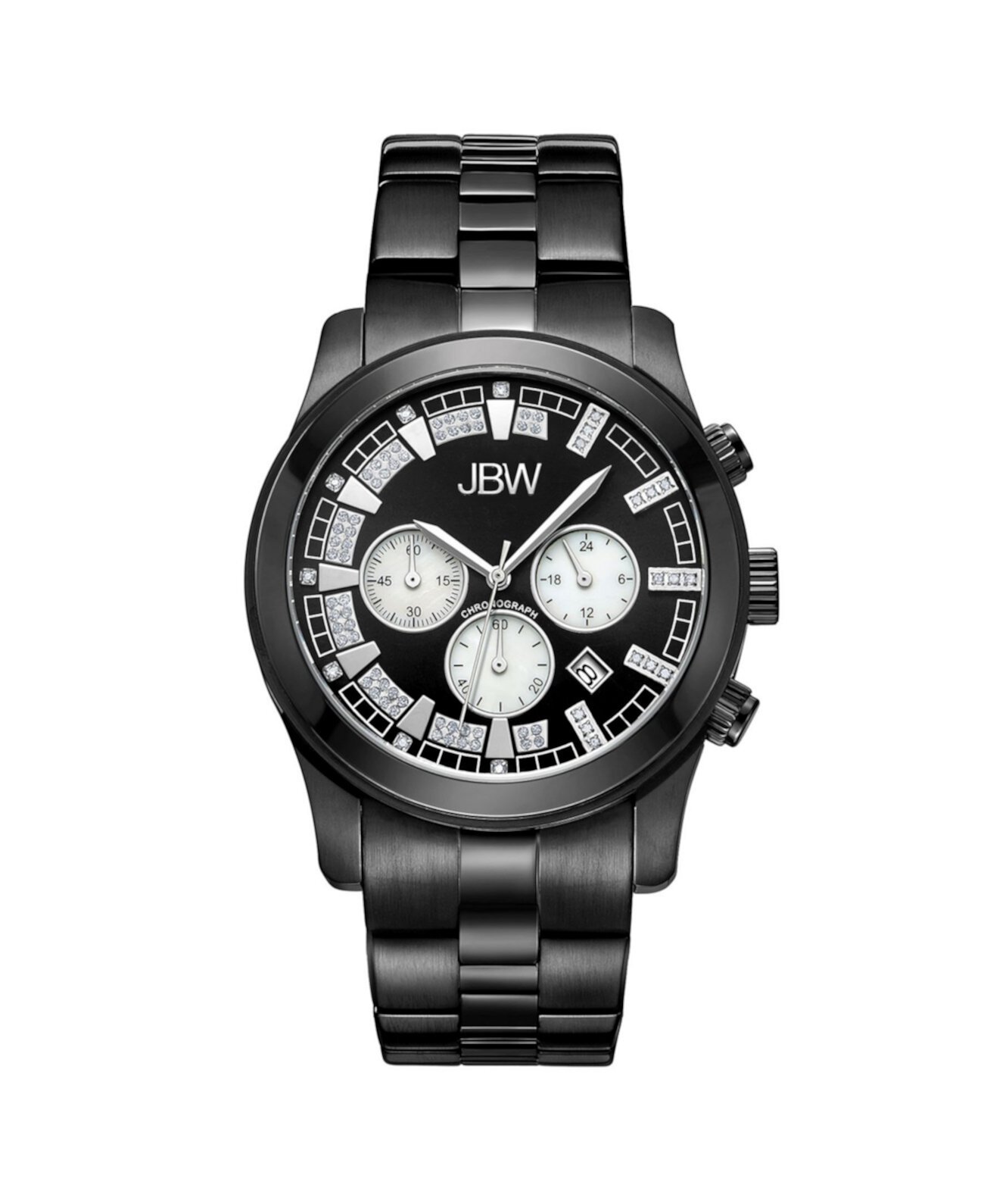 Мужские часы Delano Diamond (1/5 кар.) Черные с ионным покрытием из нержавеющей стали JBW