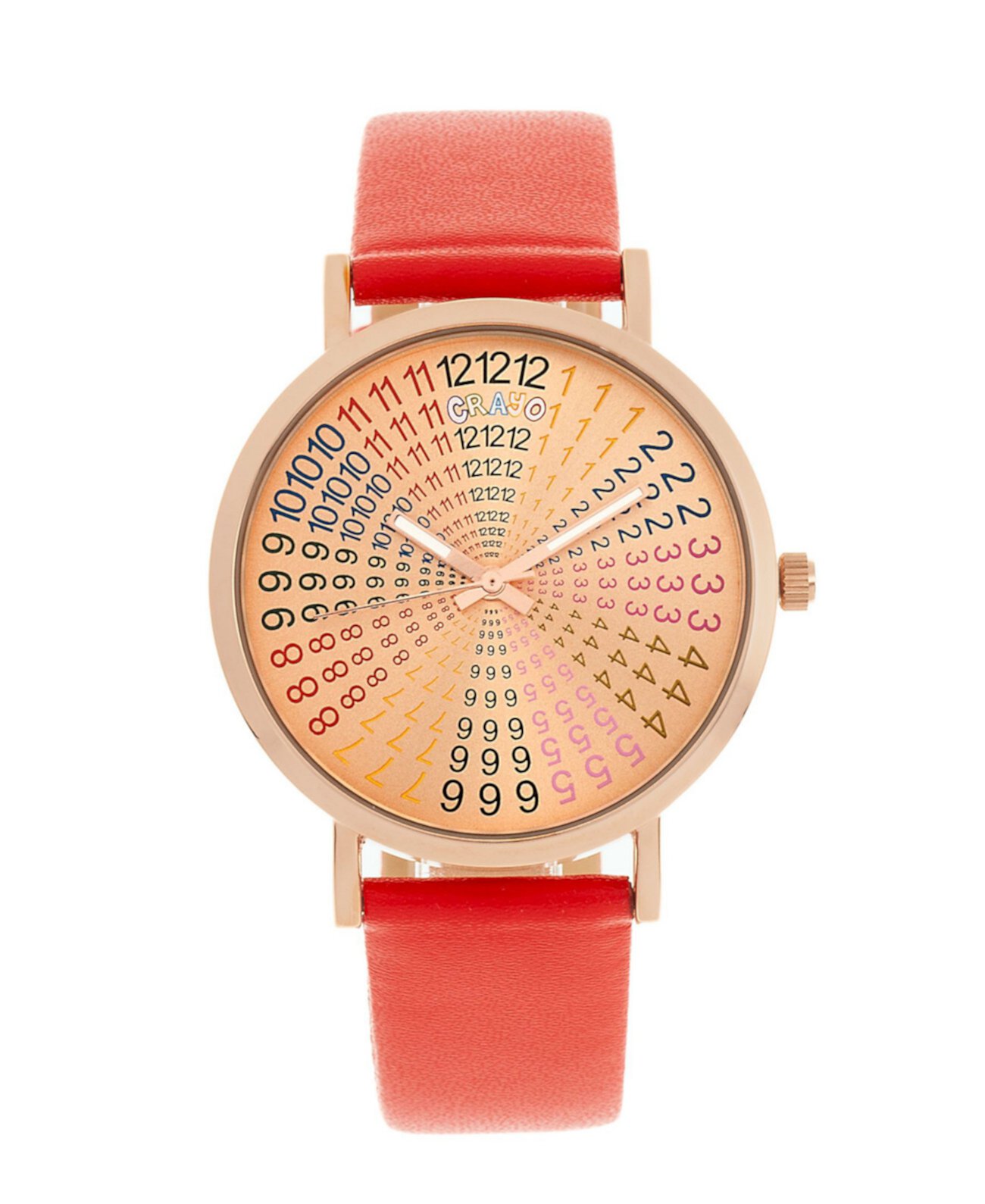 Унисекс Фортуна Красные часы с ремешком из натуральной кожи 38мм Crayo
