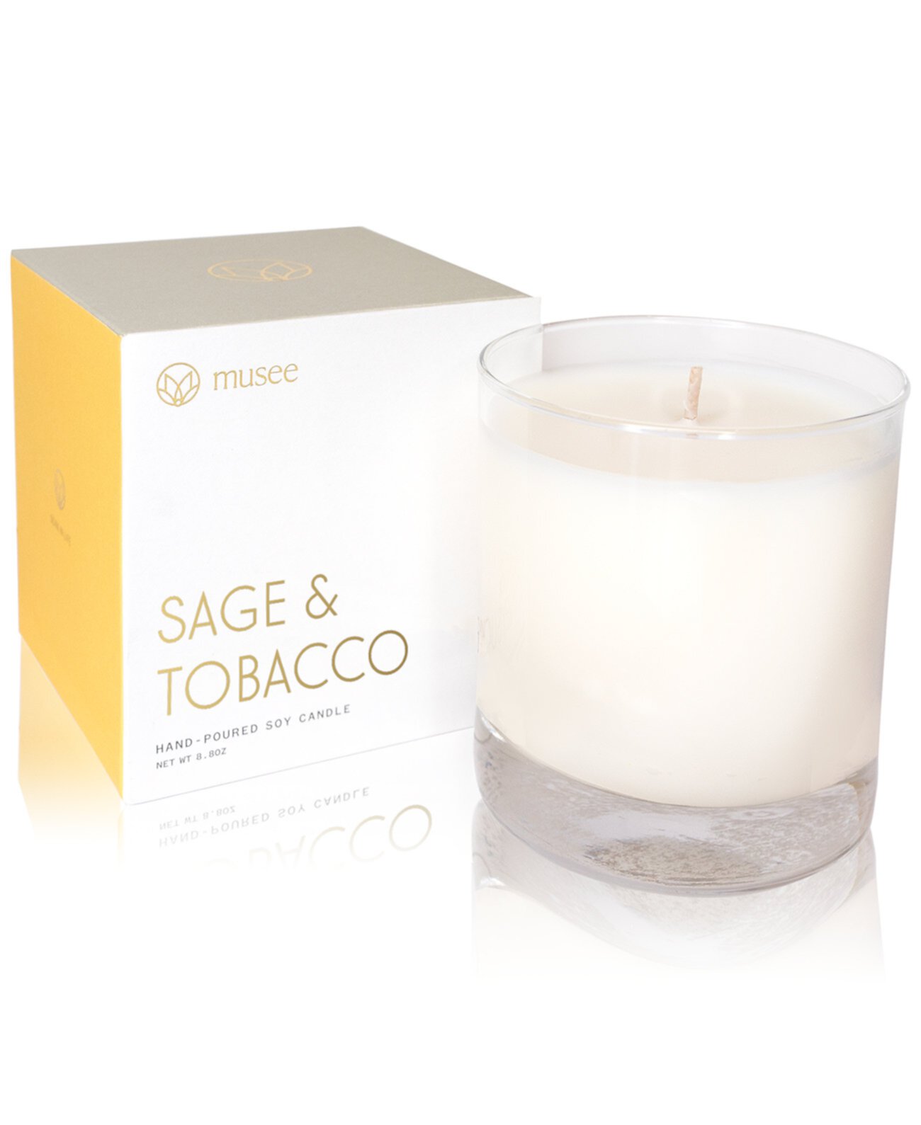 Соевая свеча с ручным литьем Sage & Tobacco, 8,8 унций. Musee
