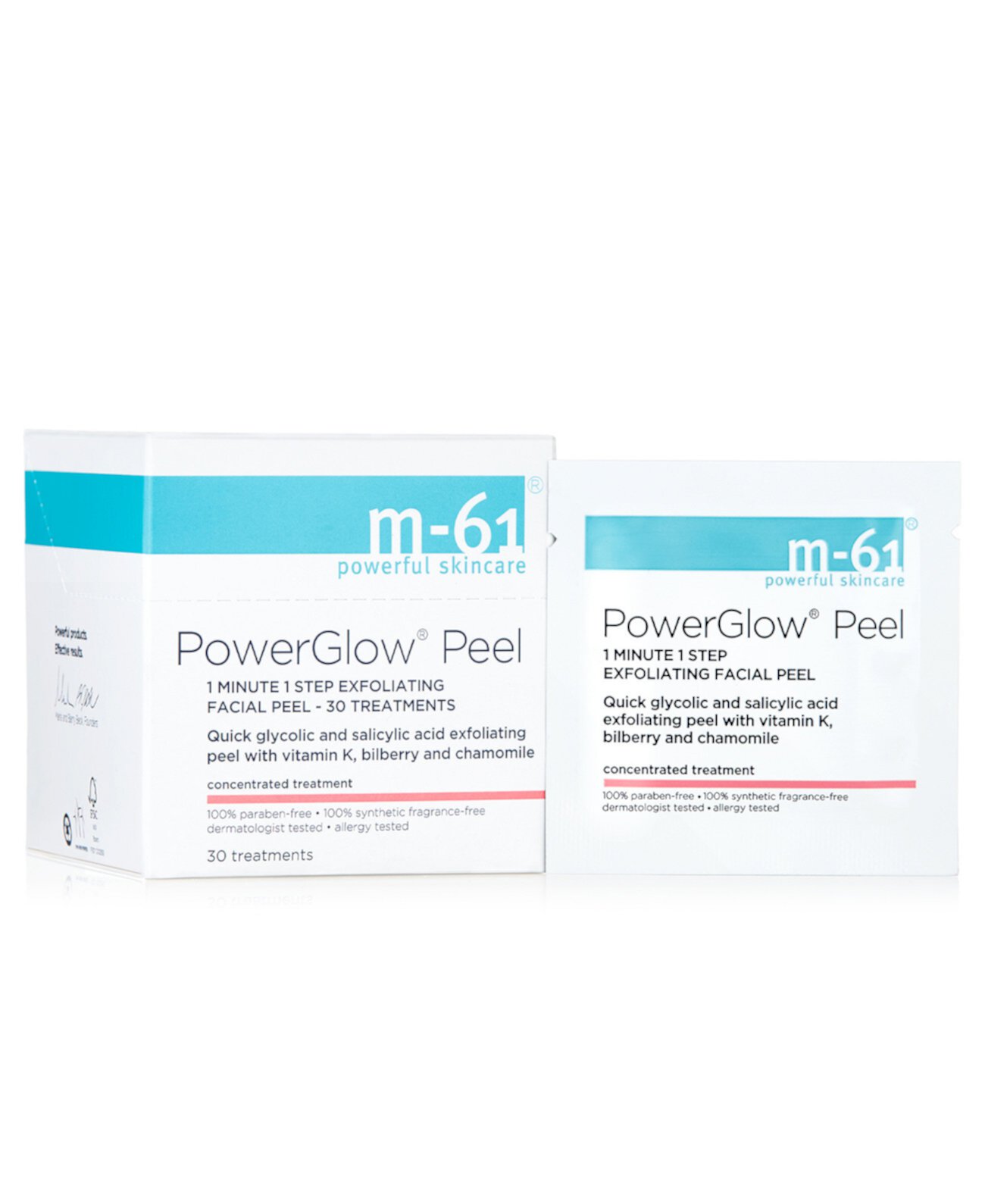 PowerGlow Peel 1-минутный одноэтапный отшелушивающий пилинг для лица - 30 процедур M-61 by Bluemercury