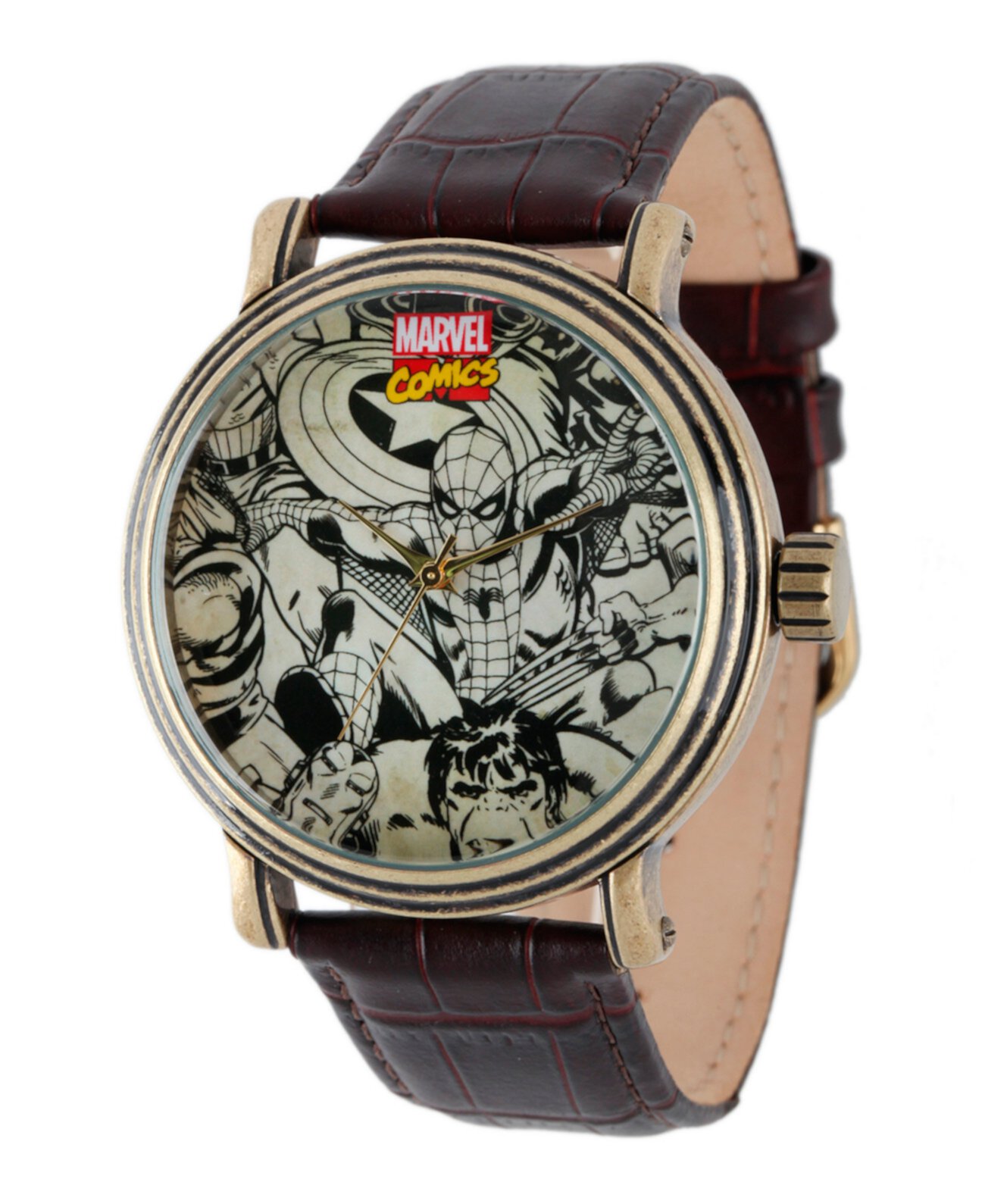 Мужские винтажные золотые часы из антикварного сплава Marvel Spider-Man, Iron Man, Hulk, Captain America Ewatchfactory