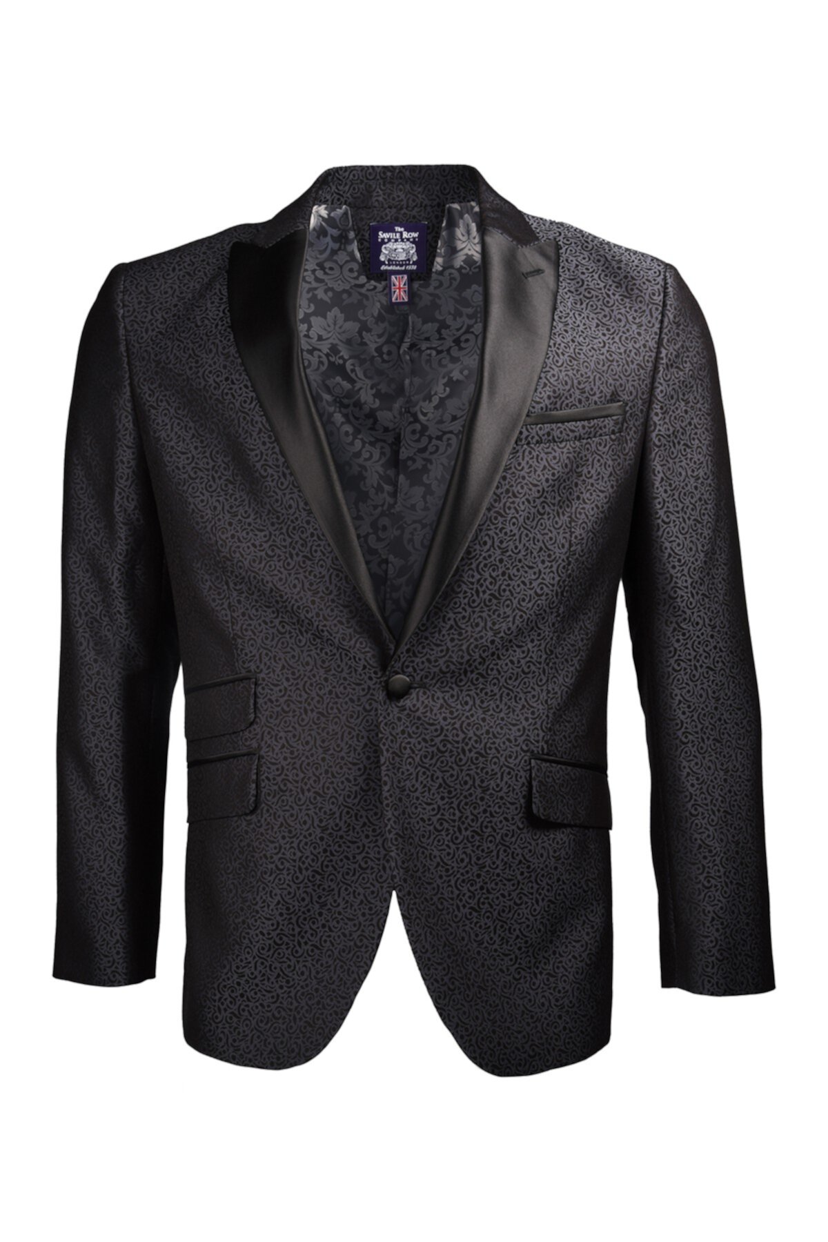 Черный однобортный пиджак отворотом Slim Fit Blazer SAVILE ROW CO