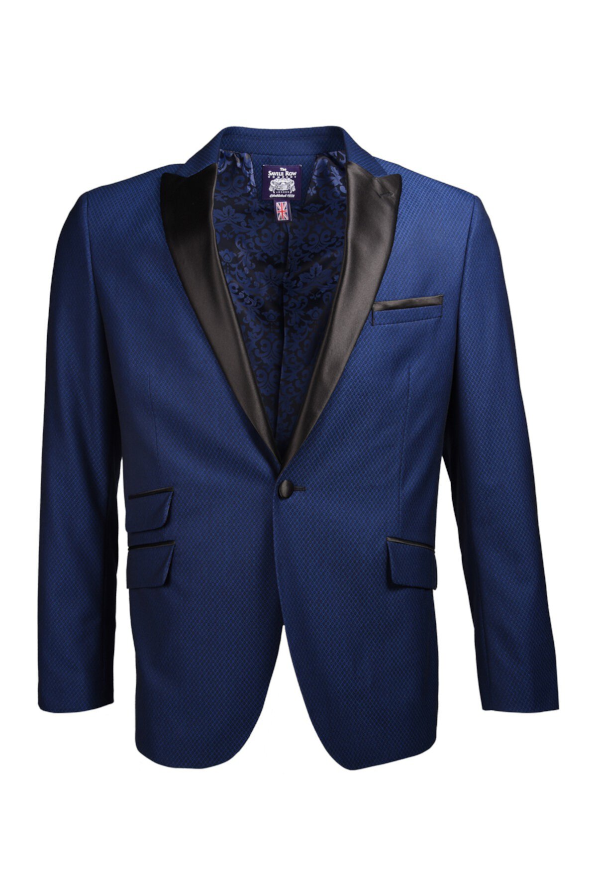 Темно-синий пиджак отворотом с пуговицами Slim Fit SAVILE ROW CO