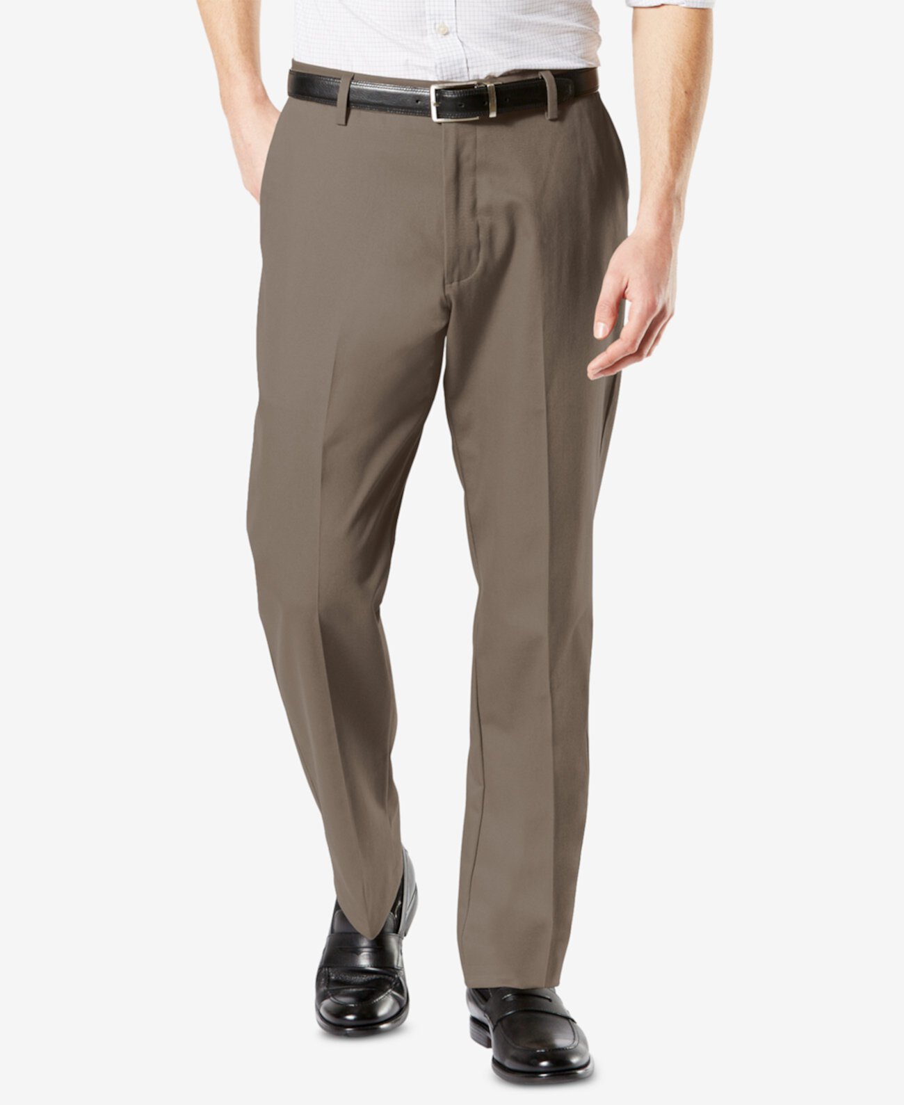 Мужские брюки цвета хаки со складками Signature Lux Cotton Classic Fit со складками Dockers