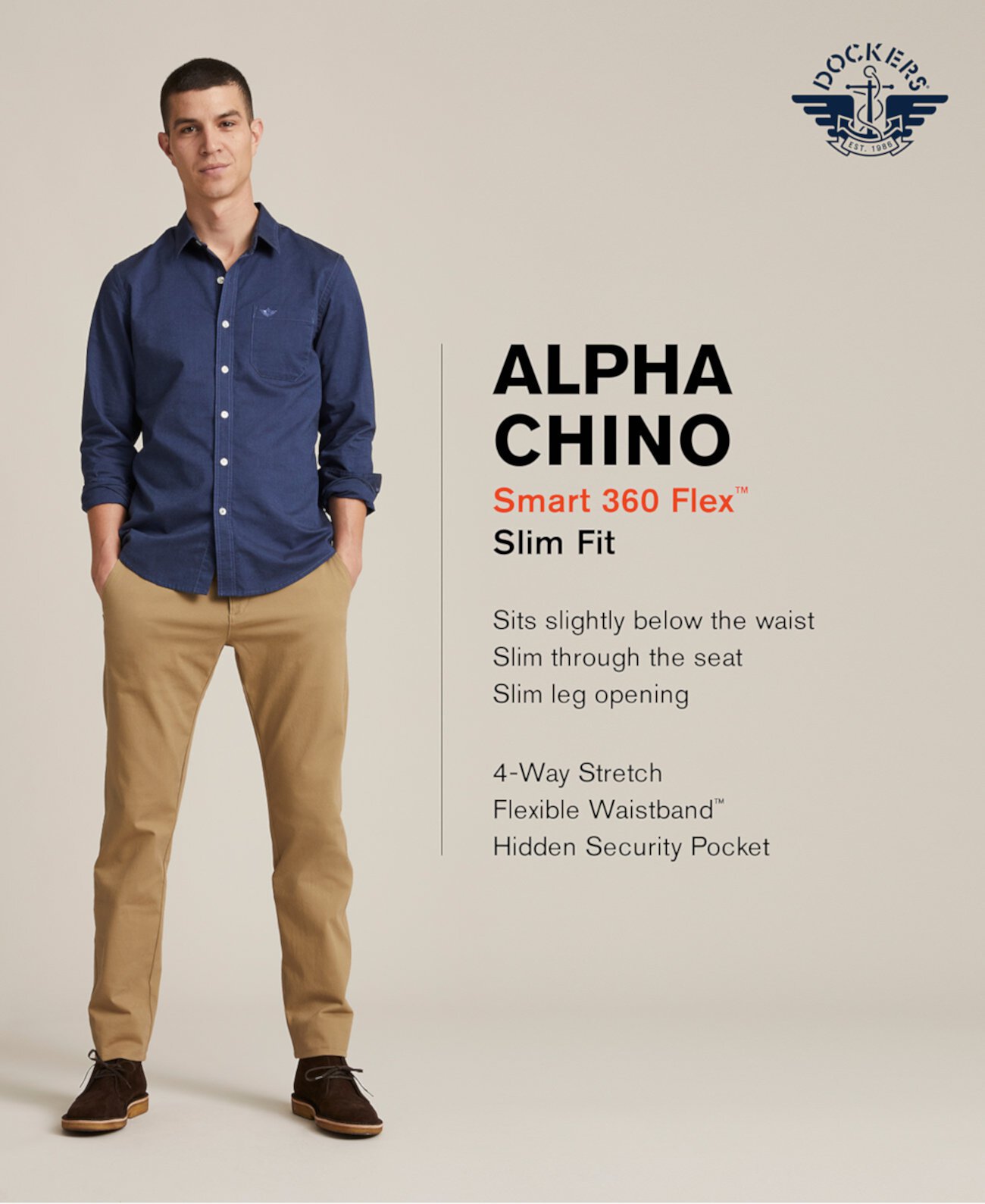 Мужские брюки чинос Alpha Smart 360 Flex® Slim Fit Dockers
