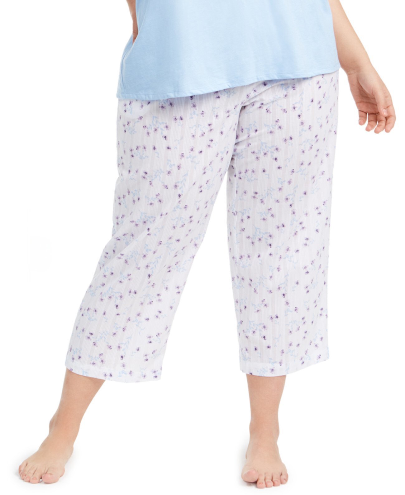 Укороченные пижамные штаны большого размера с принтом из хлопка, созданные для Macy's Charter Club