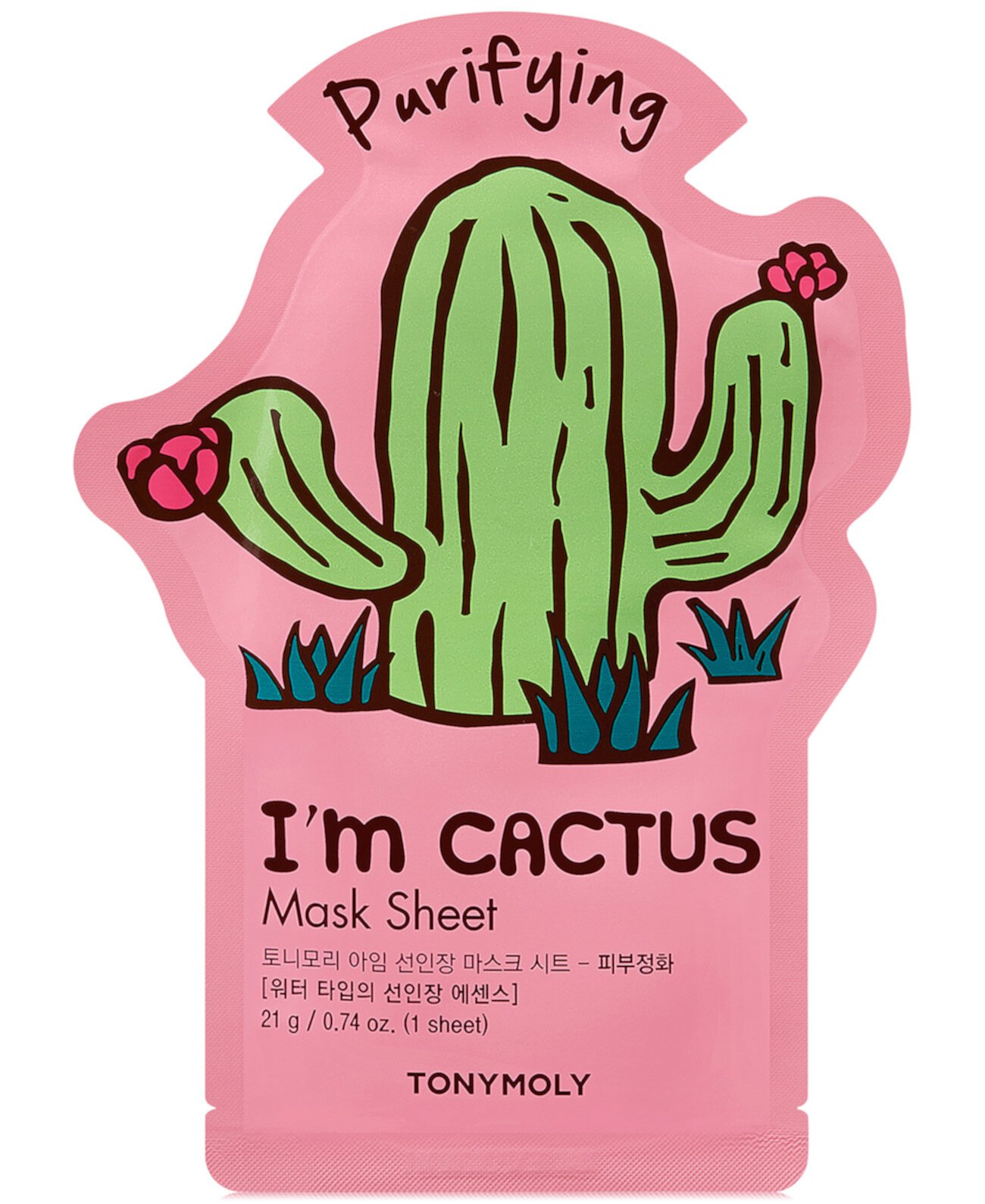 Очищающая маска для лица с экстрактом кактуса I'm Cactus, 1000 ppm, увлажнение и очищение, 20-30 минут Tonymoly