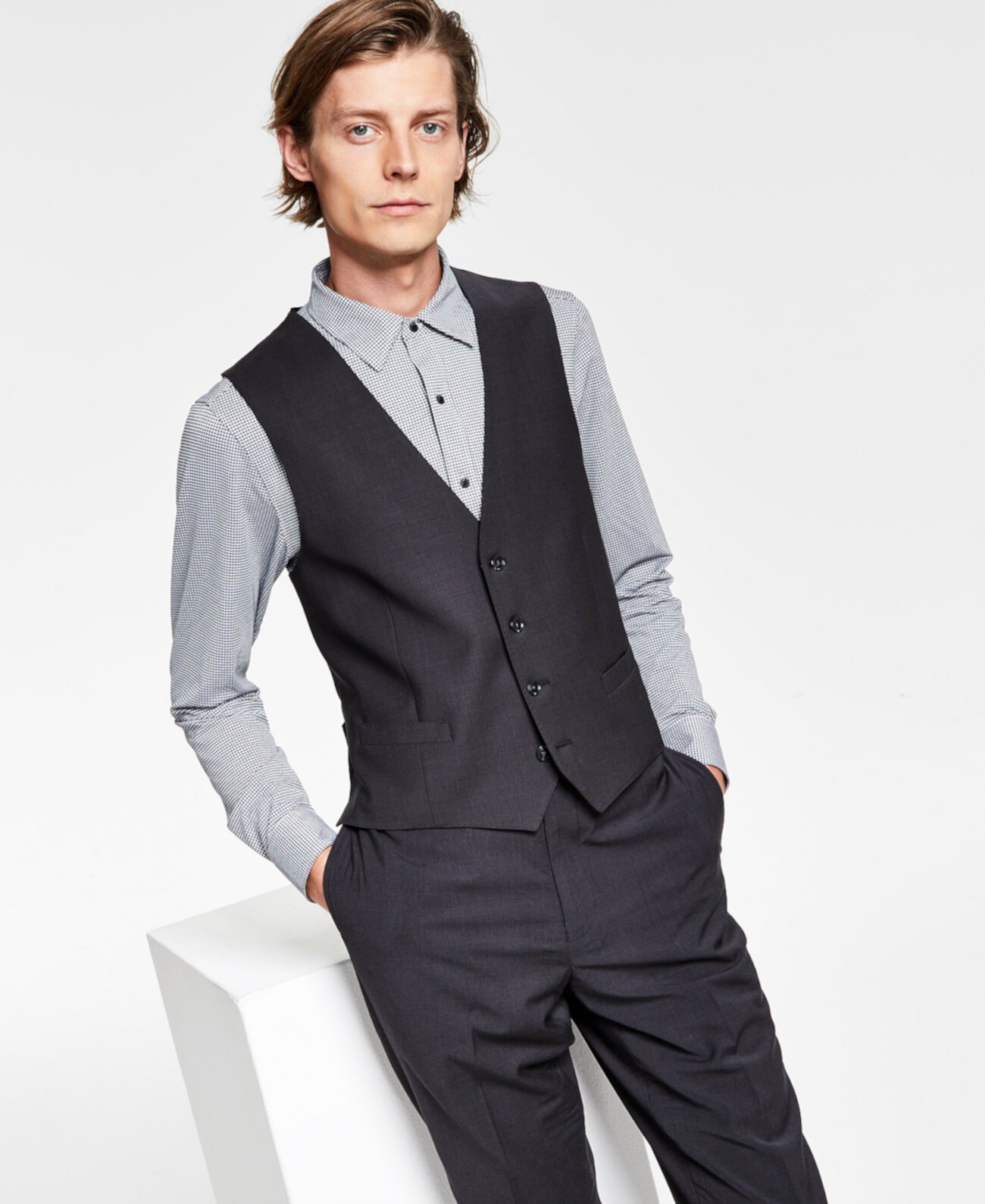Мужской облегающий шерстяной жилет из эластичной ткани Calvin Klein