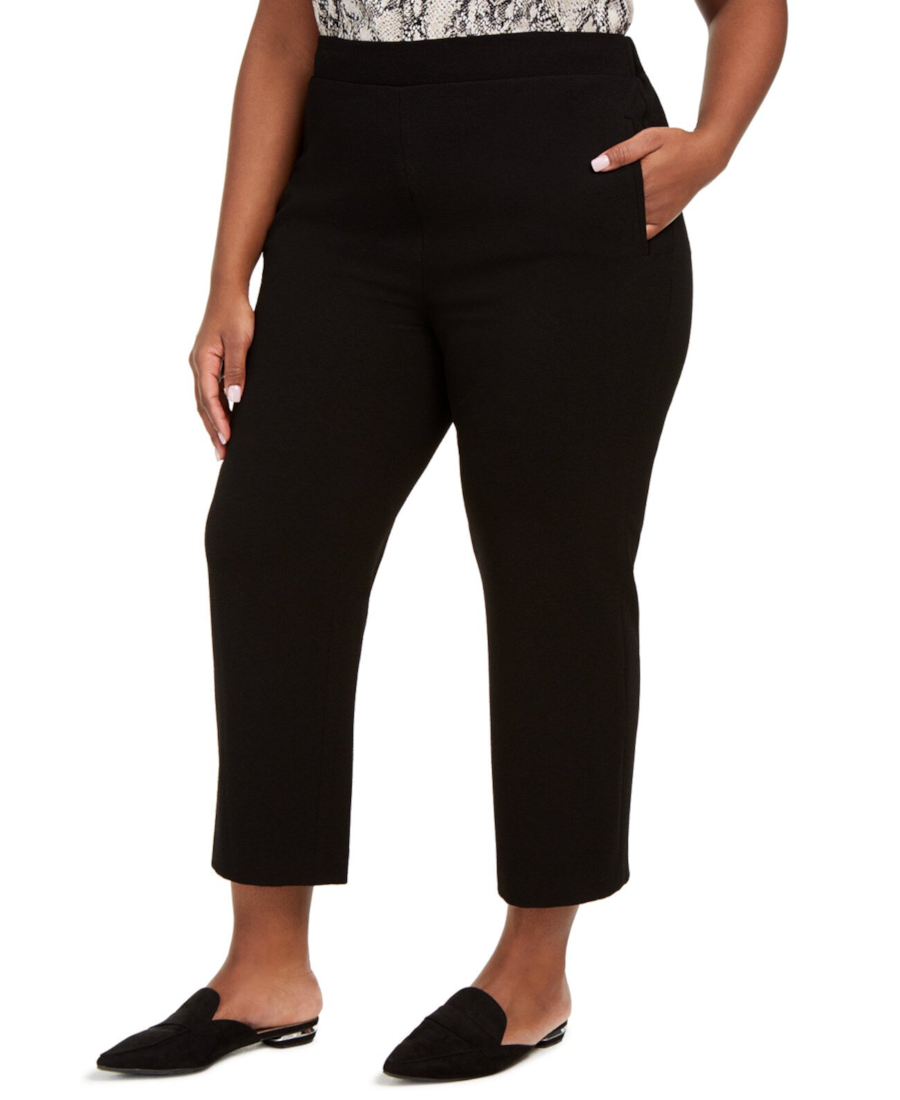 Модные черные плюс-лодыжки брюки размера плюс, созданные для Macy's Bar III
