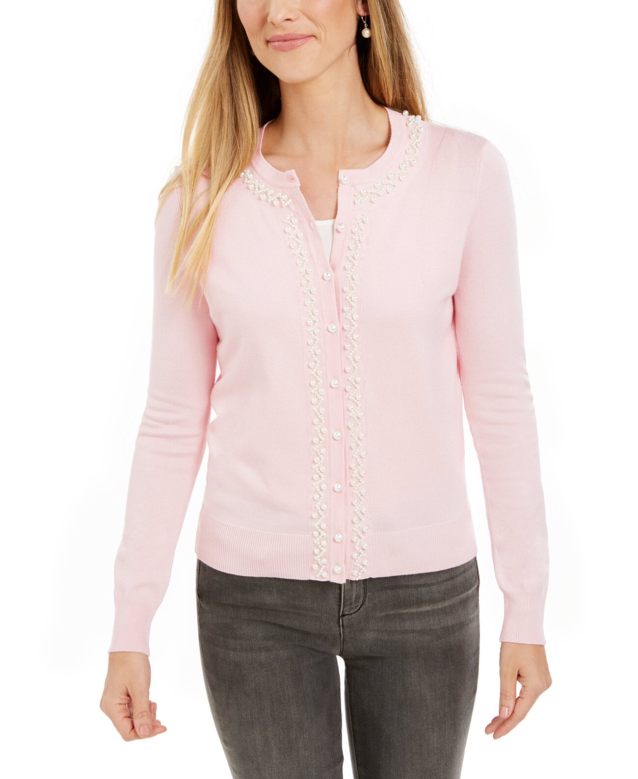 Faux Pearl Trim Cardigan, Created for Macy's Charter Club