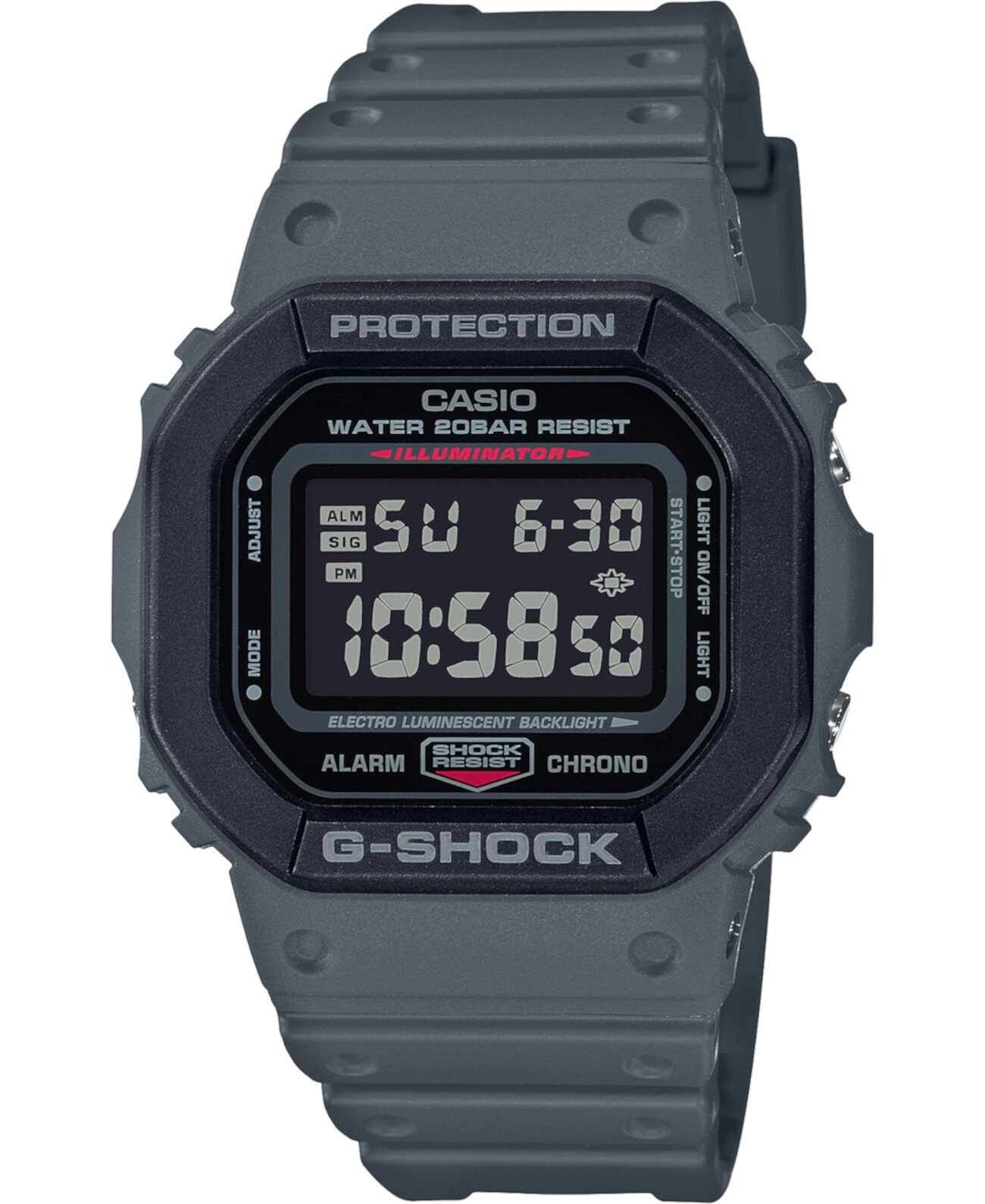 Мужские цифровые часы с серым полимерным ремешком, 43,8 мм G-Shock