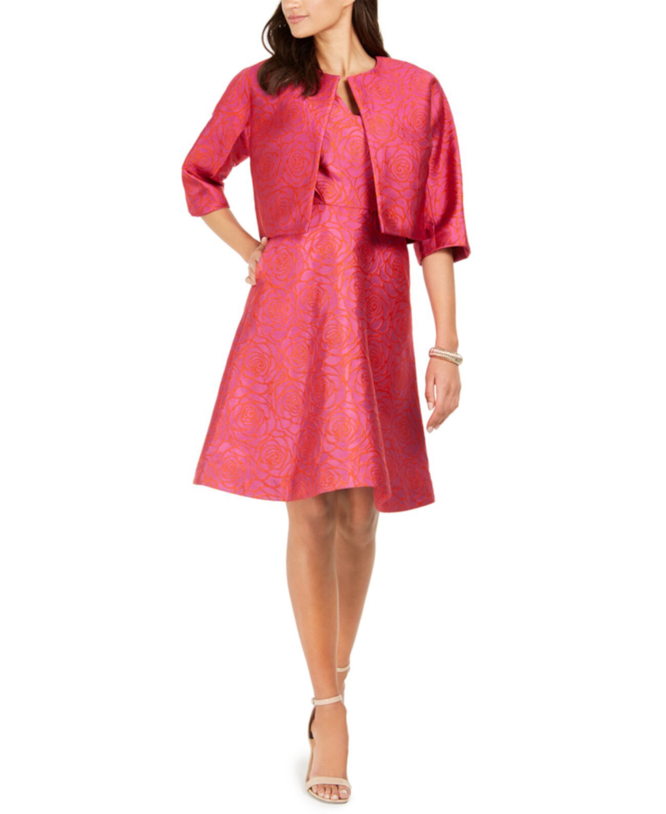 Розовое жаккардовое платье Natori