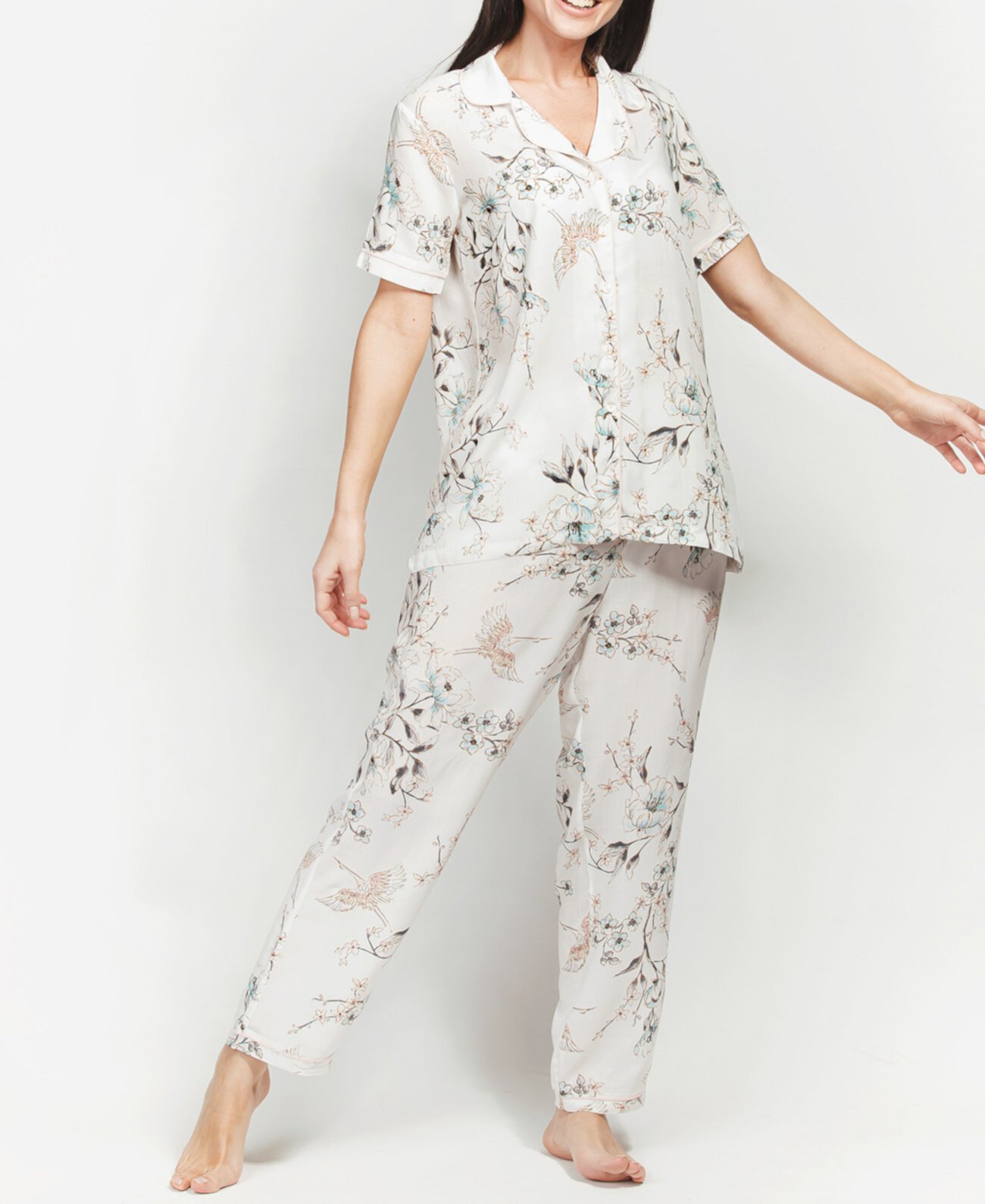 Укороченный пижамный комплект Ultra Soft с цветочным рисунком MOOD Pajamas