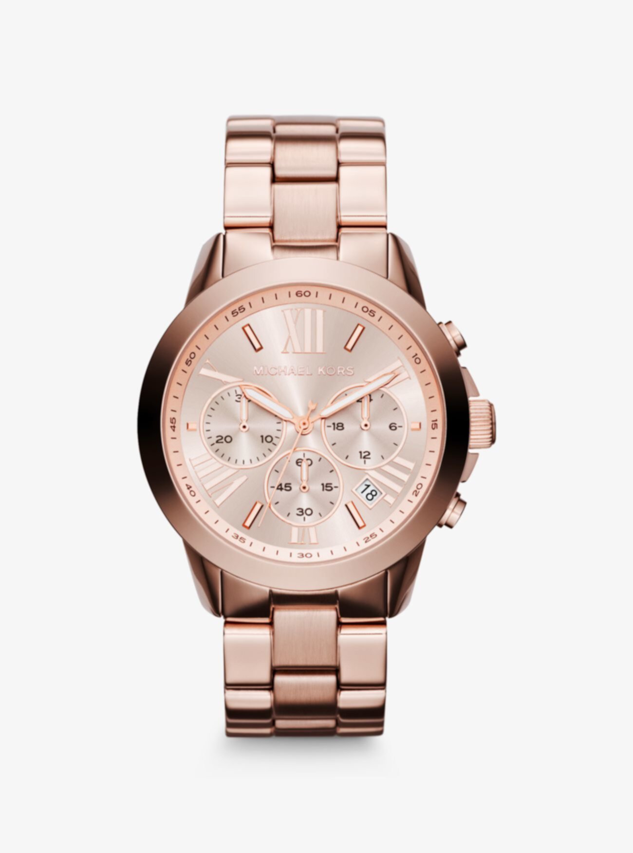 Крупногабаритные часы цвета розового золота Michael Kors