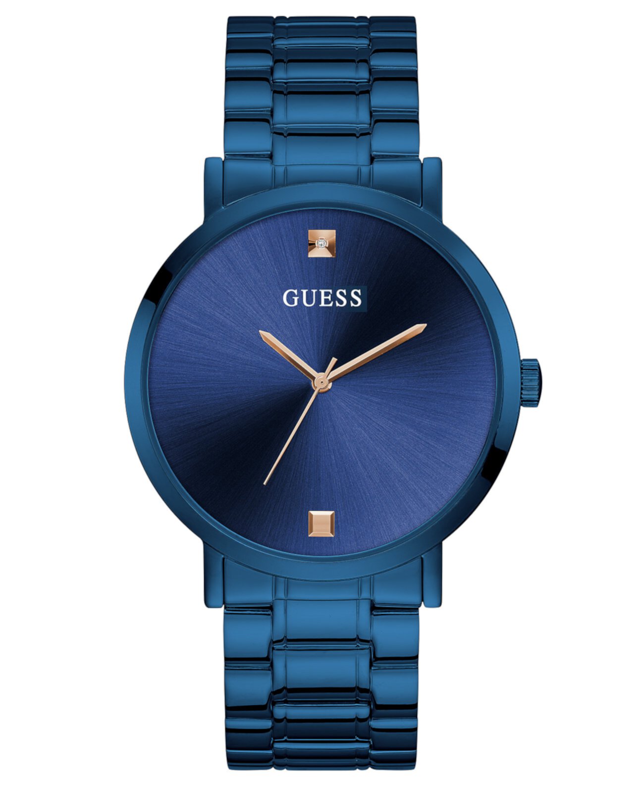 Мужские синие часы с браслетом из нержавеющей стали с бриллиантовым акцентом, 44 мм GUESS