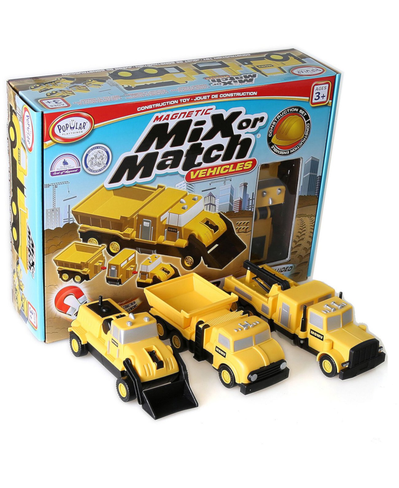 Magnetic Mix или Match Транспортные средства - Строительство Popular Playthings
