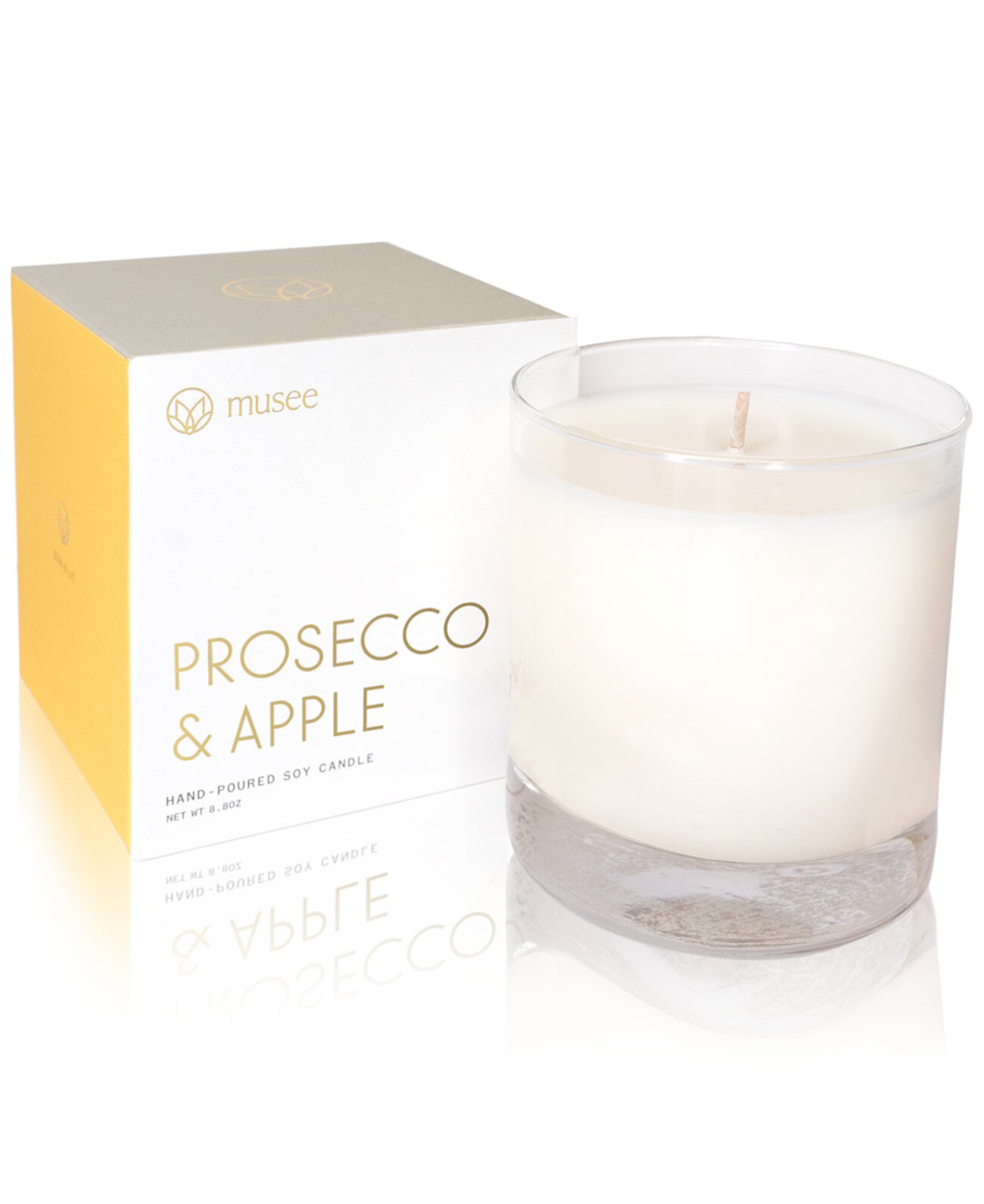 Соевая свеча Prosecco & Apple, отлитая вручную, 8,8 унции. Musee