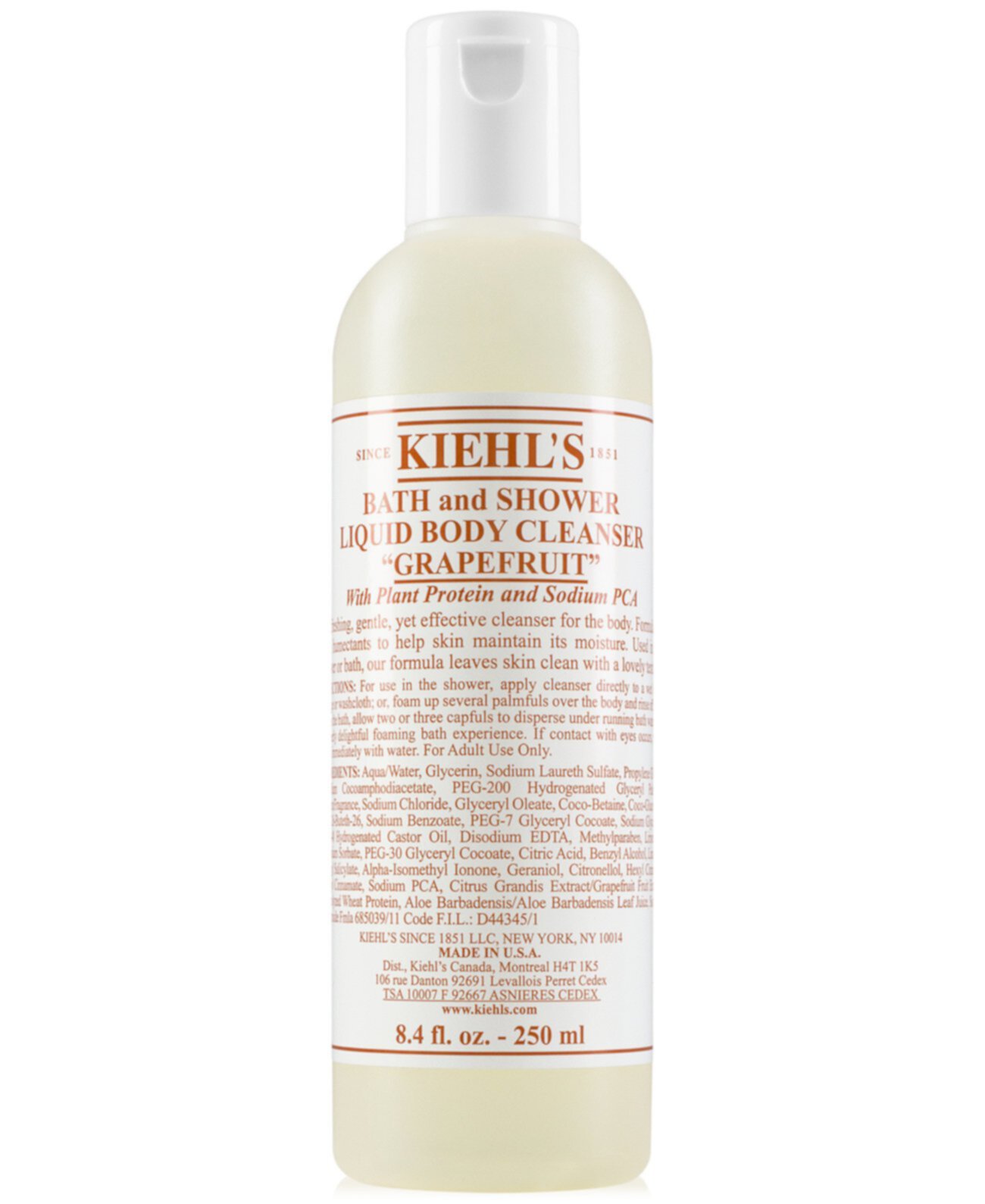 Bath & Shower Жидкое очищающее средство для тела - Грейпфрут, 8,4 унции. Kiehl's Since 1851