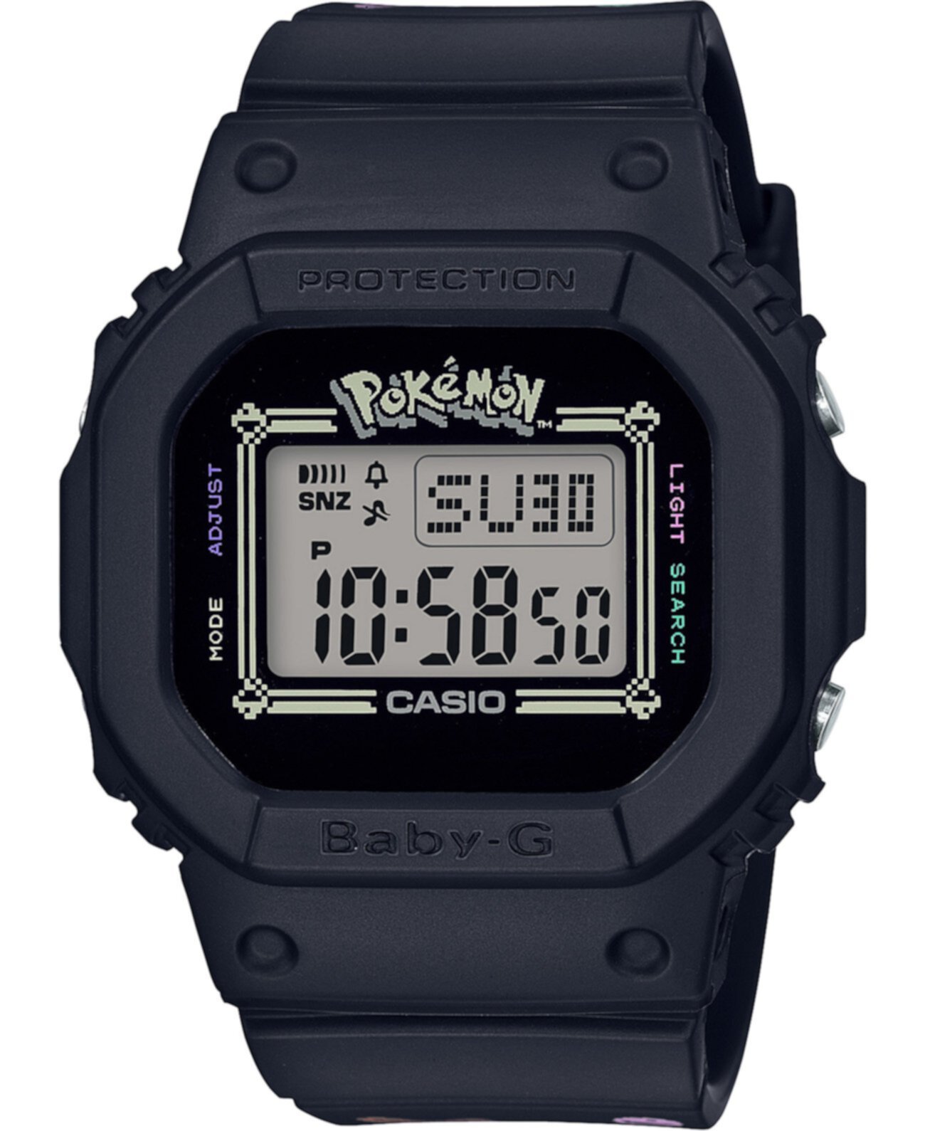 Женские цифровые Pokemon черные часы с ремешком из смолы 40мм G-Shock