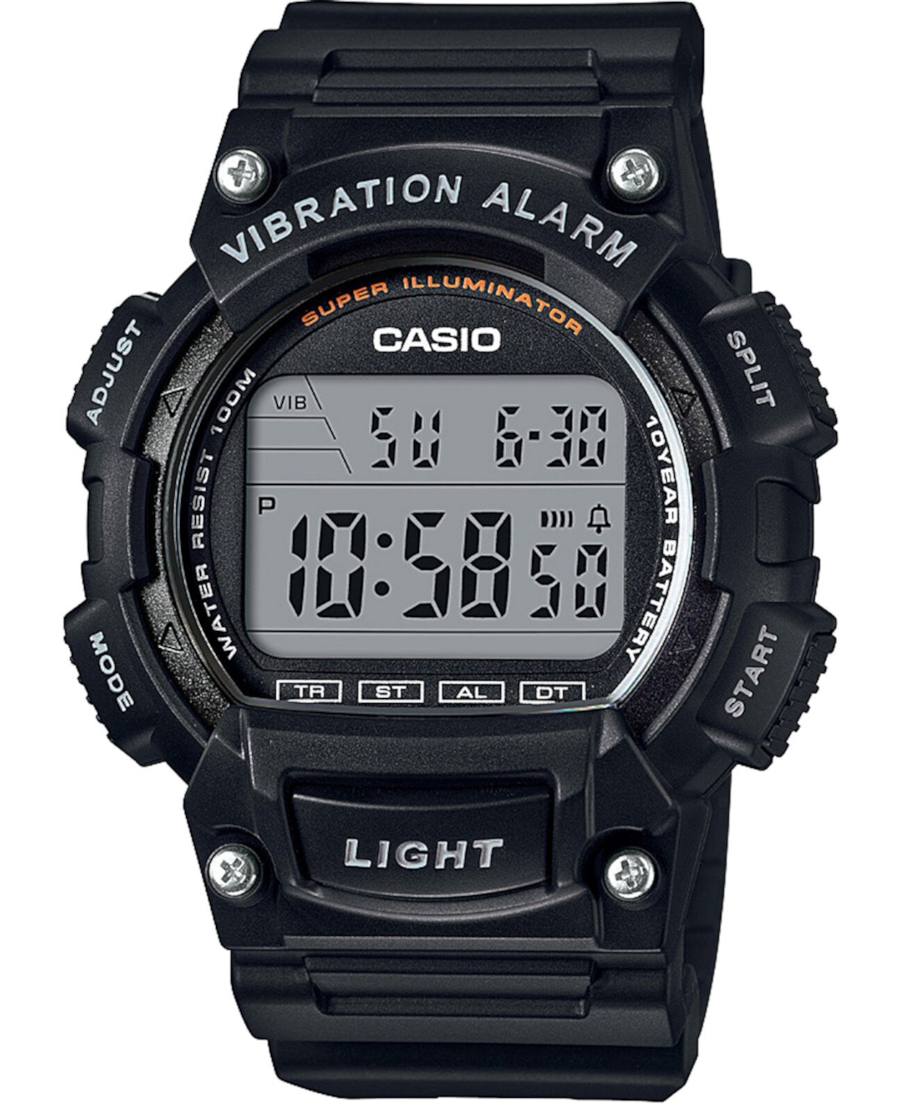 Мужские цифровые черные часы с ремешком из смолы, 47,1 мм Casio