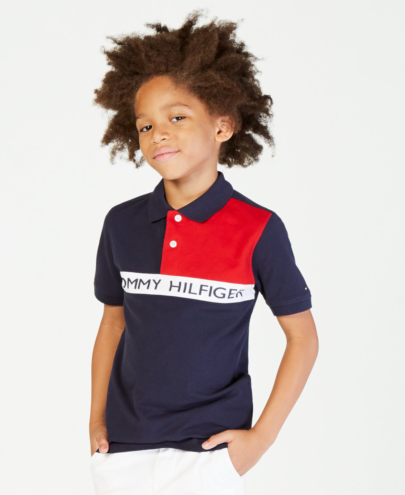 Рубашка-поло с цветными блоками для маленьких мальчиков Tommy Hilfiger