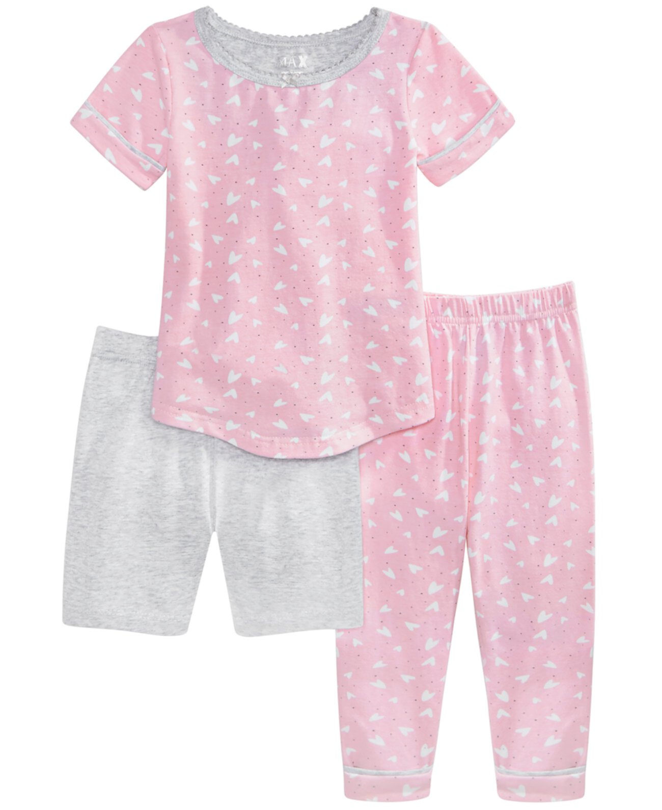 Baby & Toddler Girls 3-Pc. Пижамный комплект с принтом, шортами и брюками Max & Olivia
